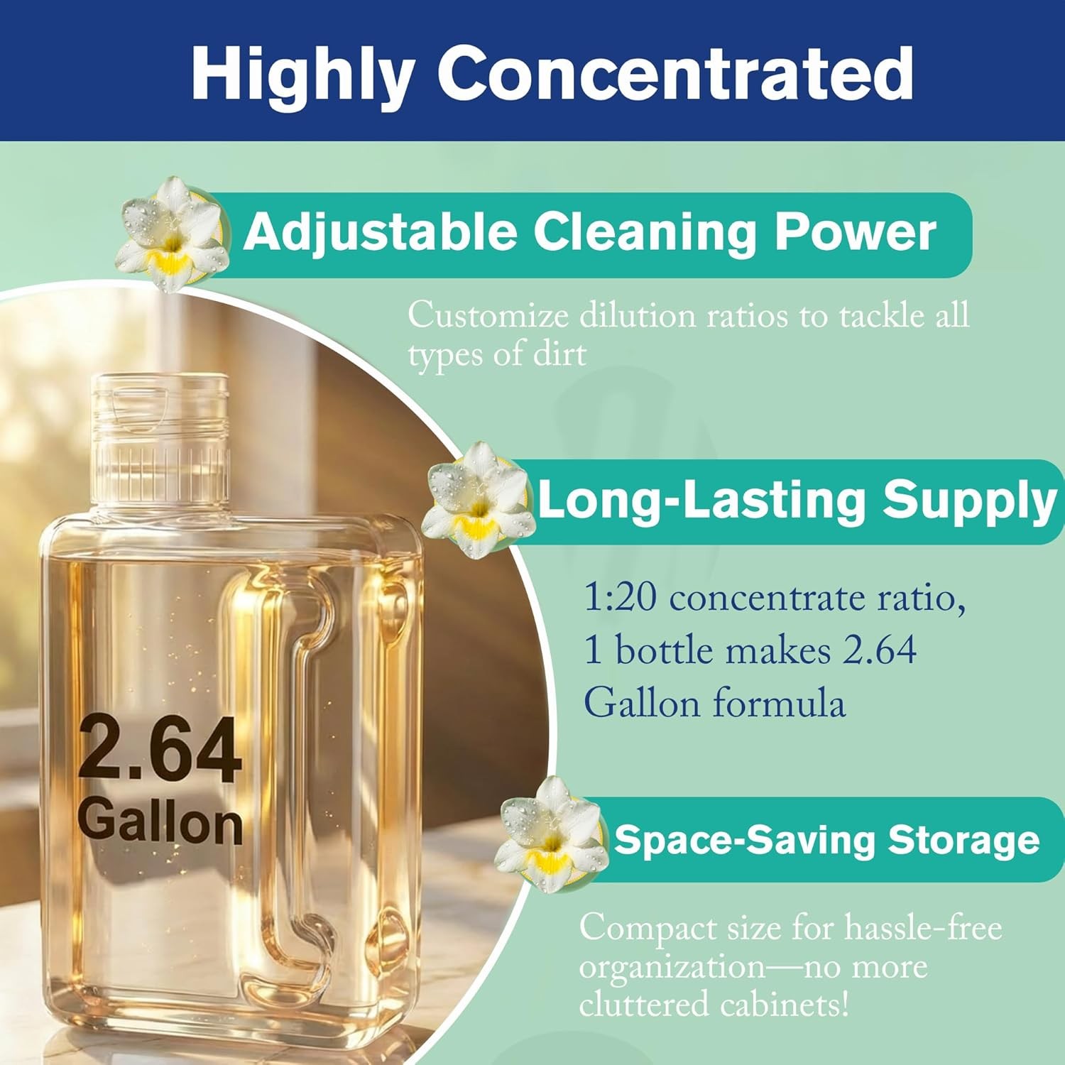 Highly Scented Fragrance Steam Mop Solution 20X Concentrated Makes 2.64 Gallon