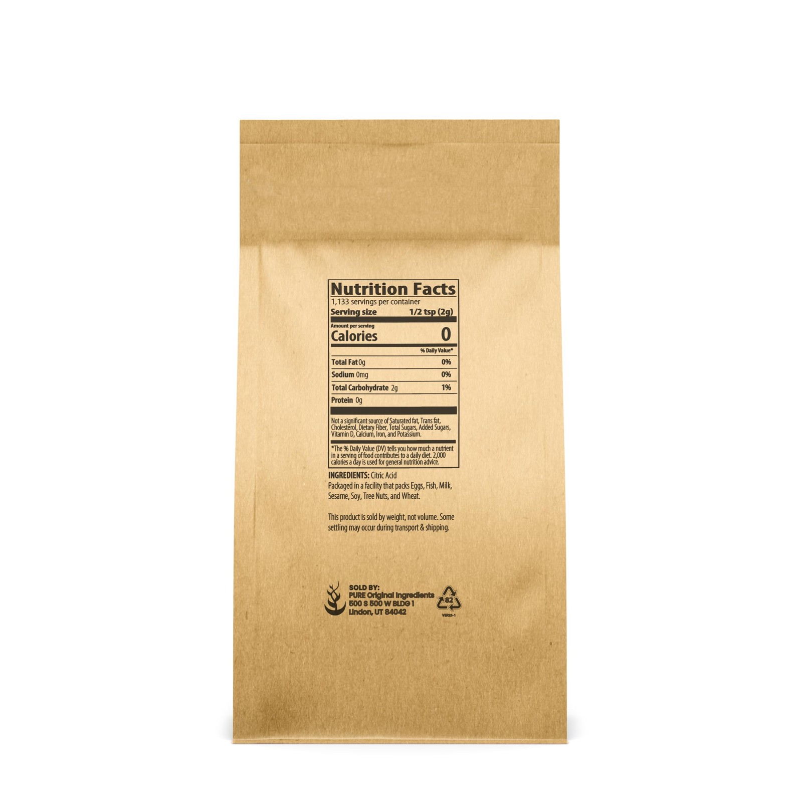 Citric Acid 5 lb., EcoFriendly Packaging, Natural, Food Safe