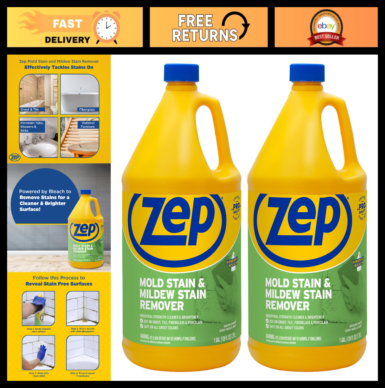 Mold & Mildew Stain Remover 1 Gallon (2-Pack) – Professional No Scrub Formula