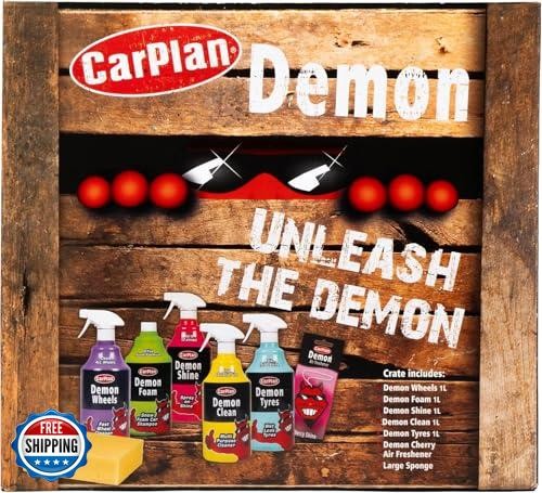 CarPlan Demon Car Wash Kit – 7 Piece Set Includes Car Wash Soap, Wheel Cleane