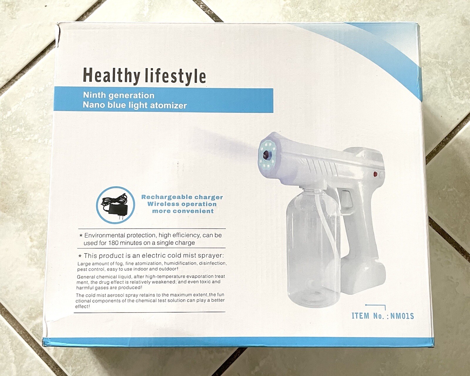 NEW Electric Cold Mist Sprayer Blue Light Atomizer Clean Disinfect Sanitizer