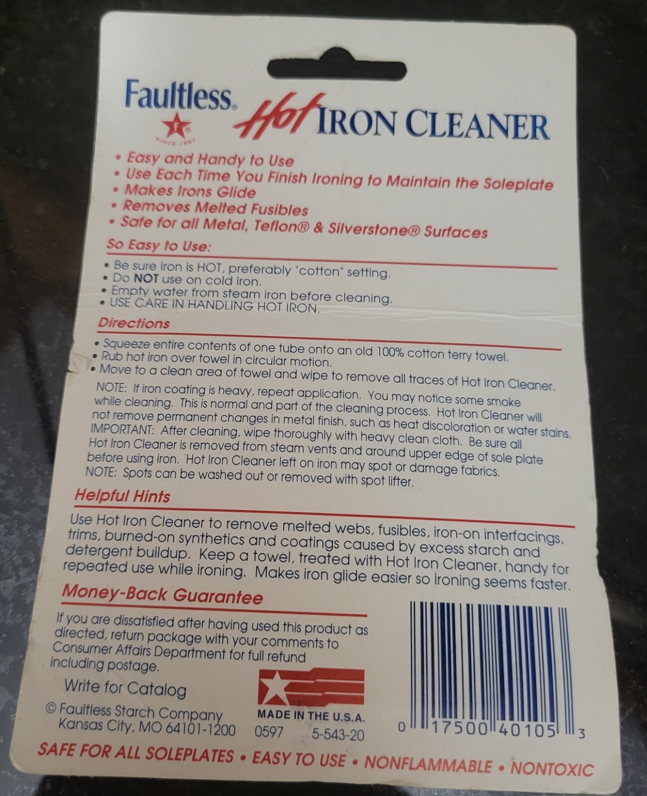 Faultless Hot Iron Cleaner – 2 Pack .17oz tubes .34 OZ total: Flat Curling Steam