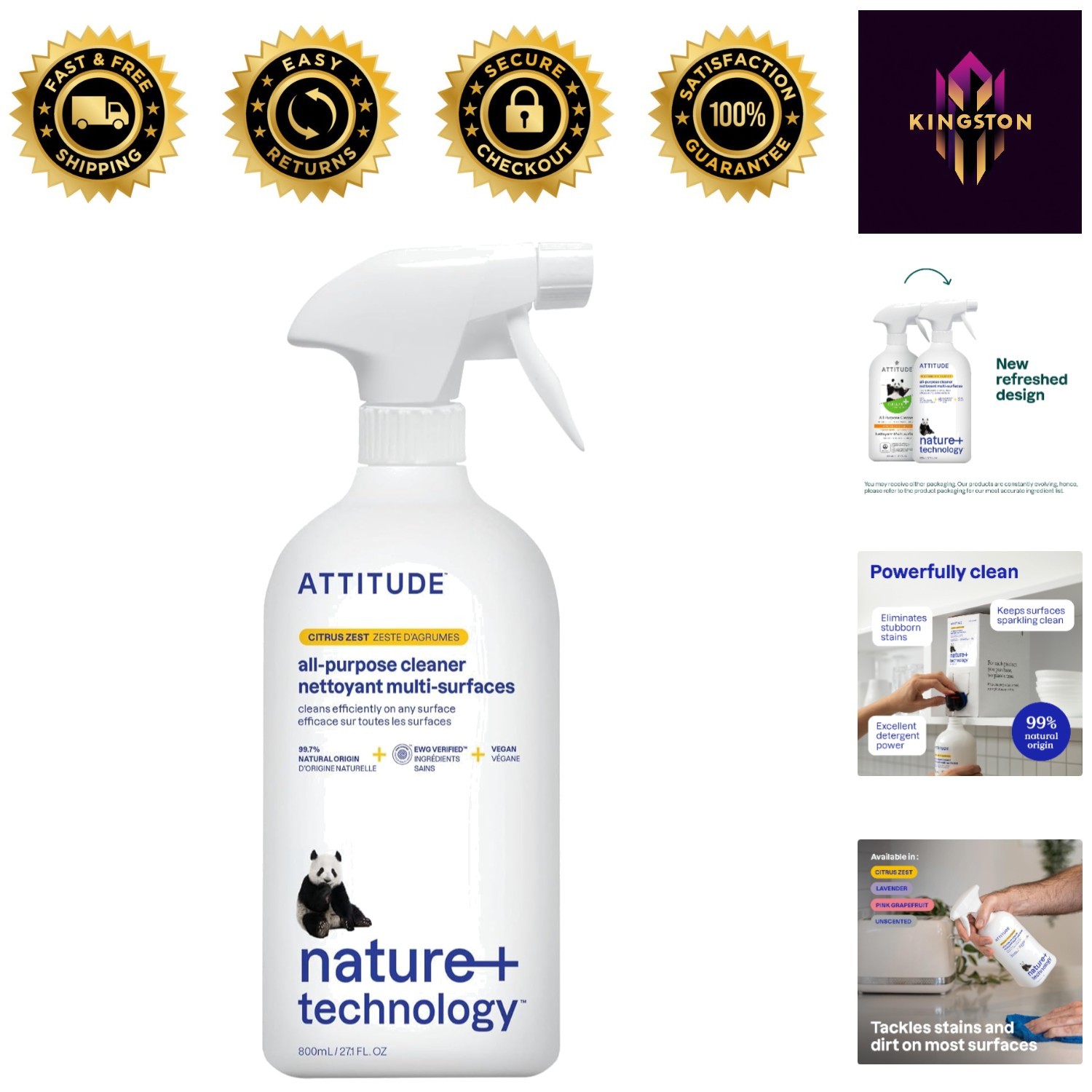 27.1 Fl Oz ATTITUDE All Purpose Cleaner – Powerful Citrus Cleaning Spray