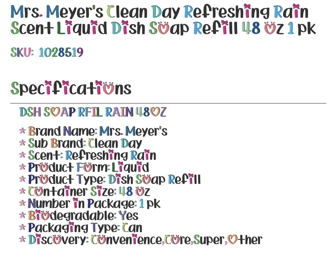 Mrs. Meyers Clean Day Refreshing Rain Liquid Dish Soap Refill 48oz