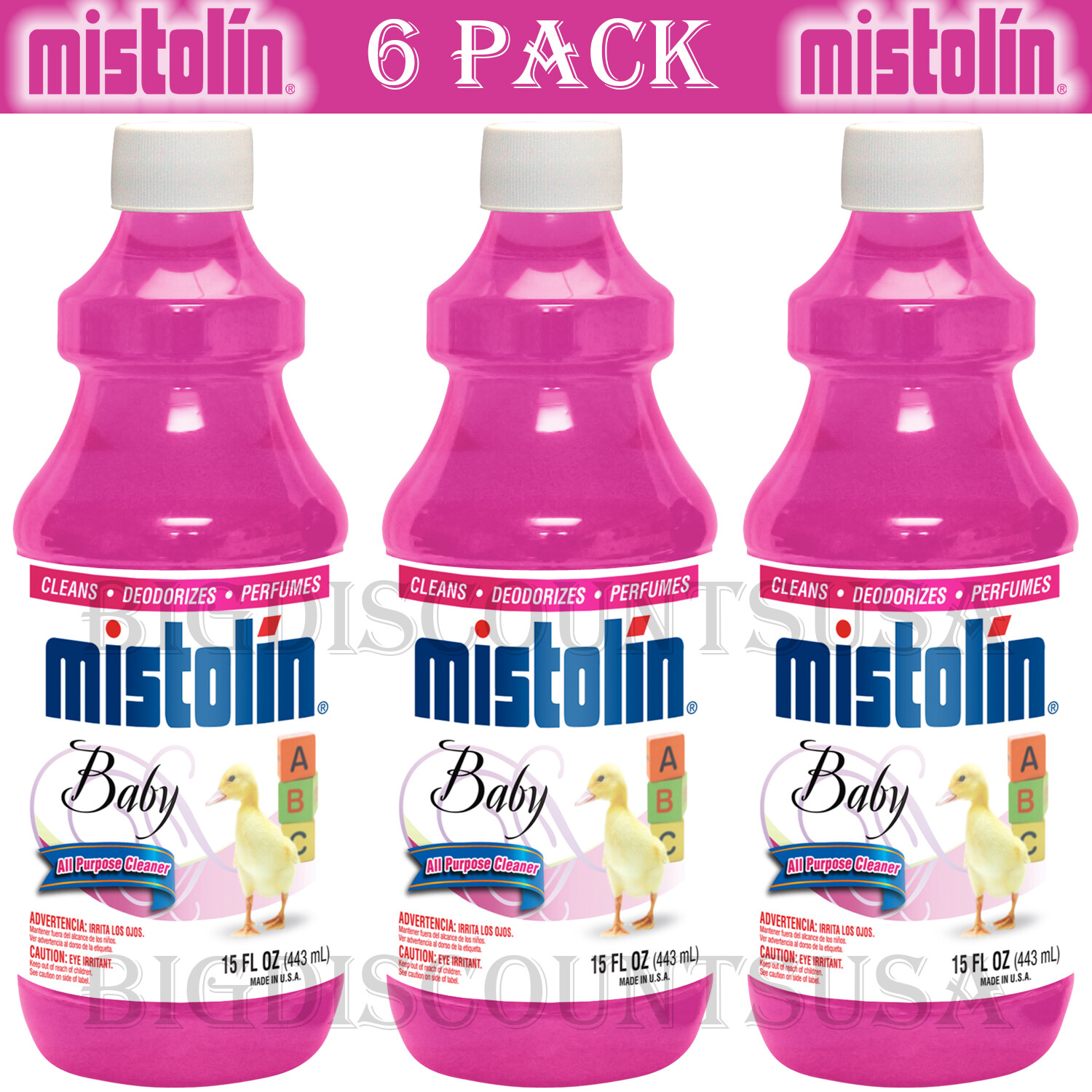 Mistolin 6 Pack General All Purpose Cleaning Solution Kit Baby Scent 15 fl oz