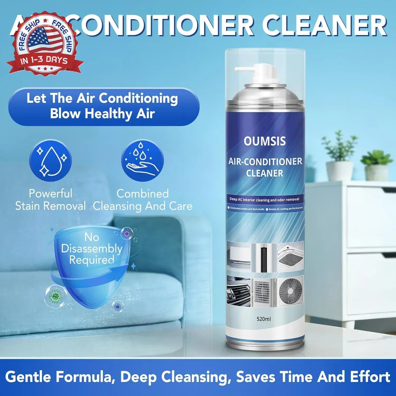 Air Conditioner Cleaner, Professional Cleaner Foam Spray, Foaming Coil Cleaners