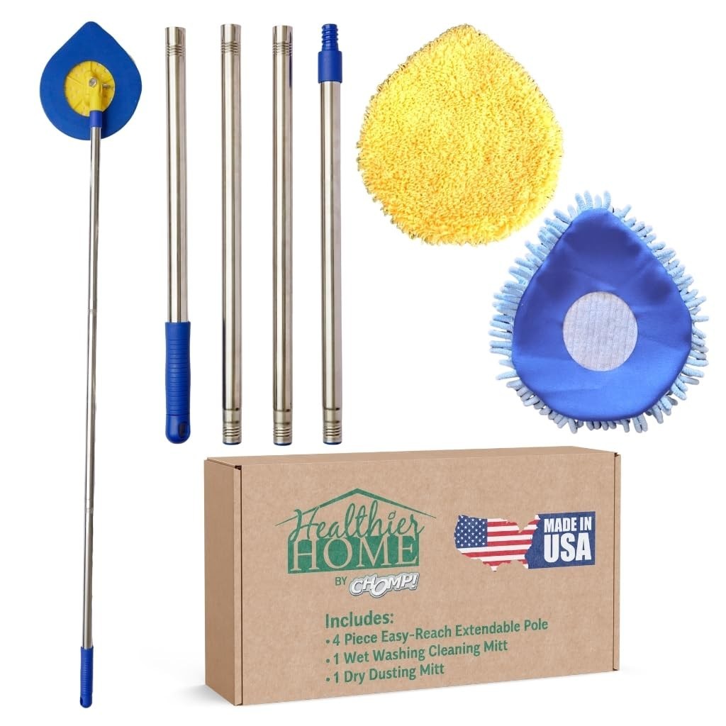 Extendable Wall Cleaner – Long Handle Ceiling & Baseboard Duster, Telescoping Mo
