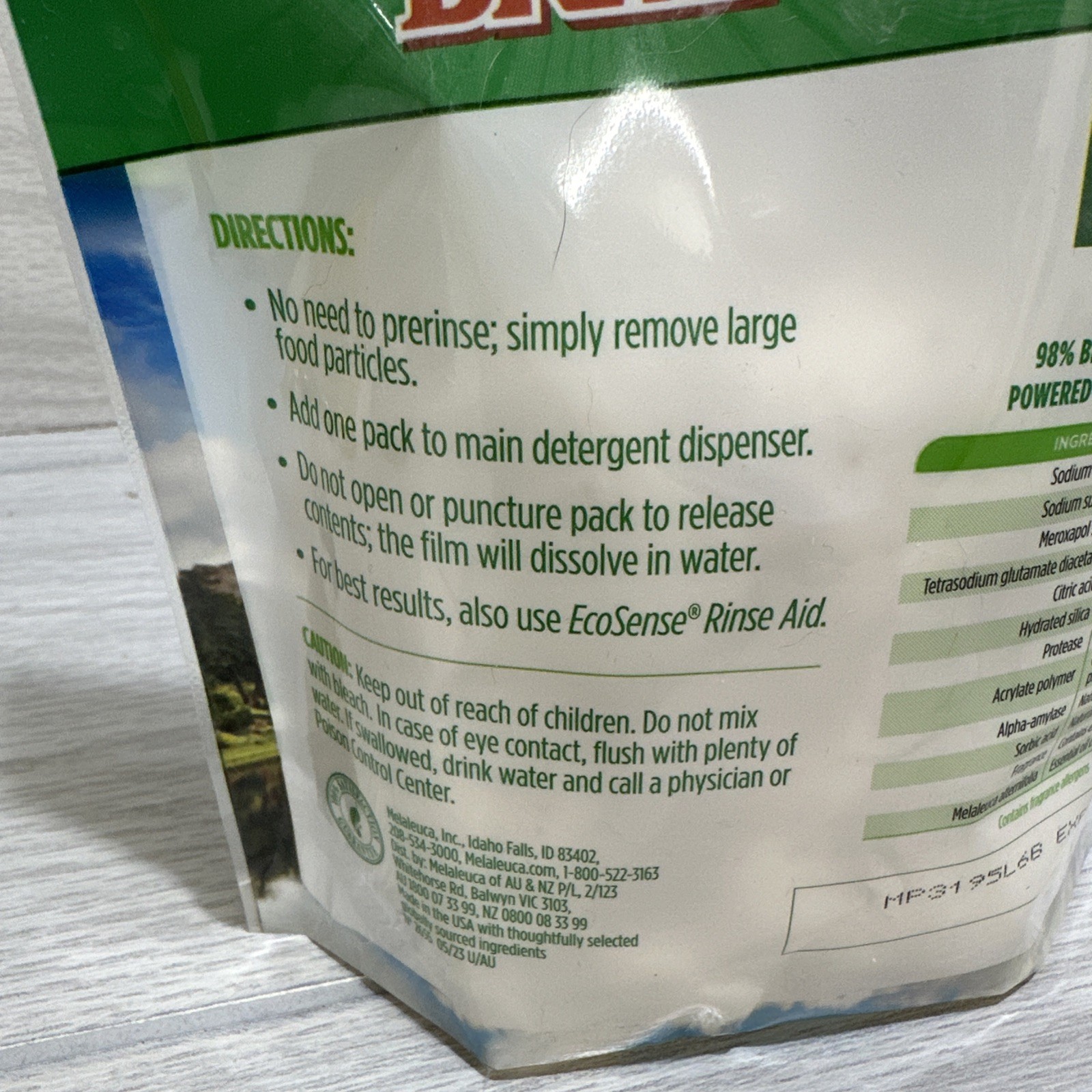 MELALEUC Diamond Brite Auto Dishwasher Detergent 30 Pack Chlorine-Free EXP 7/25