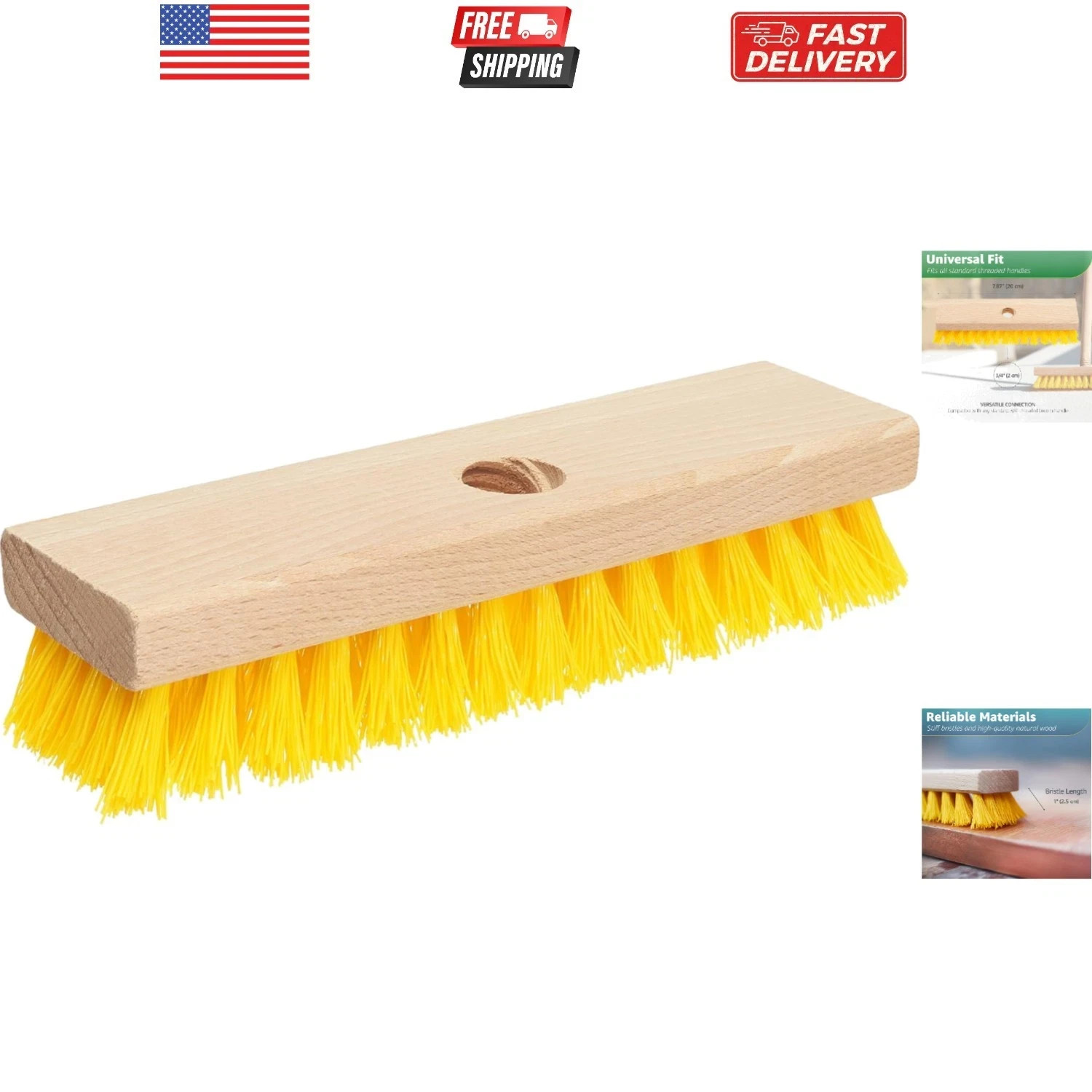 Deck Scrub Brush Head 7.87 – Heavy Duty Concrete & Wooden Deck Scrub Brush W