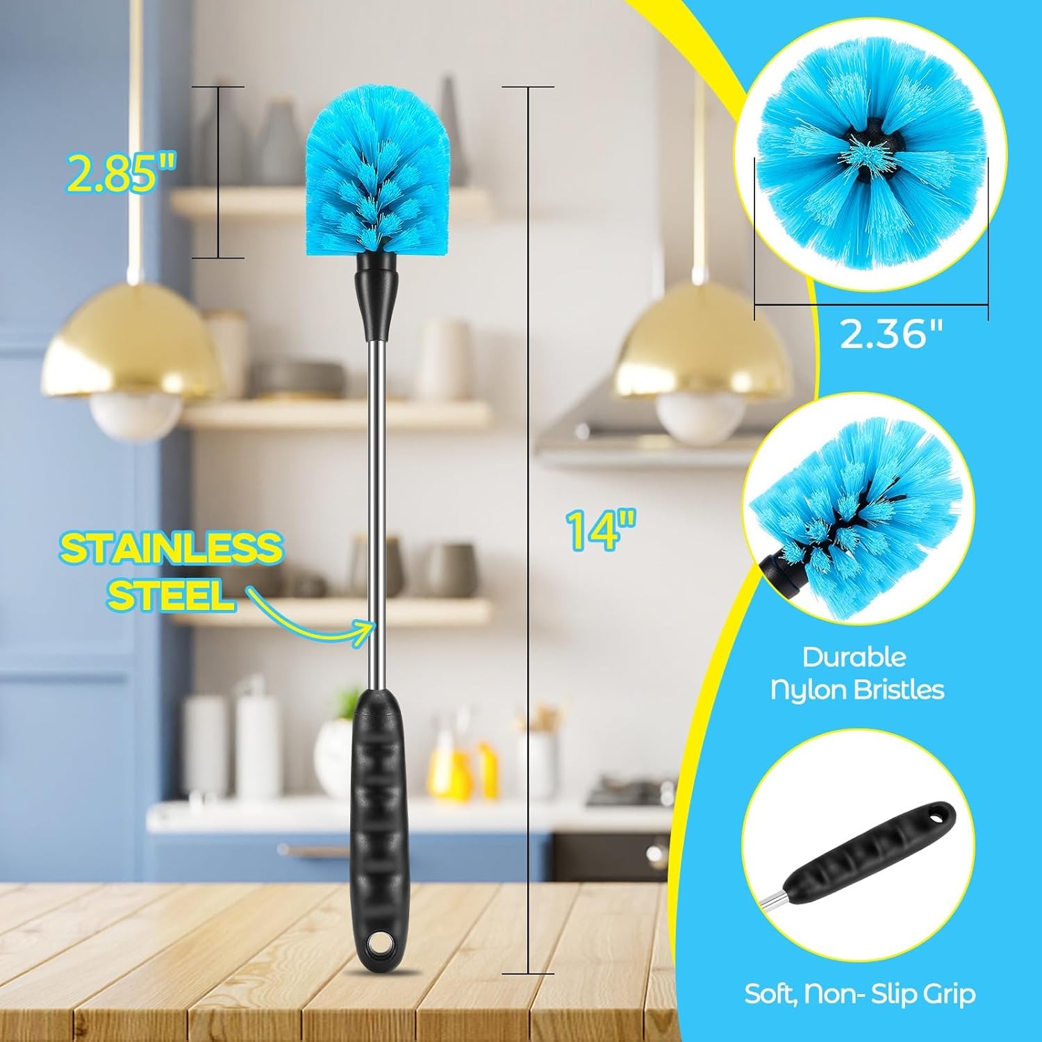 Baby 5 Pack Bottle Cleaning Brush Set, Stainless Steel Scrub Cleaner Brush