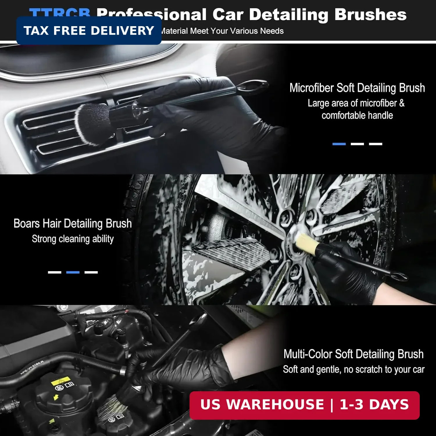 10PCS Car Detailing Cleaning Kit Interior Cleaner, Car Detailing Brushes, Car Du