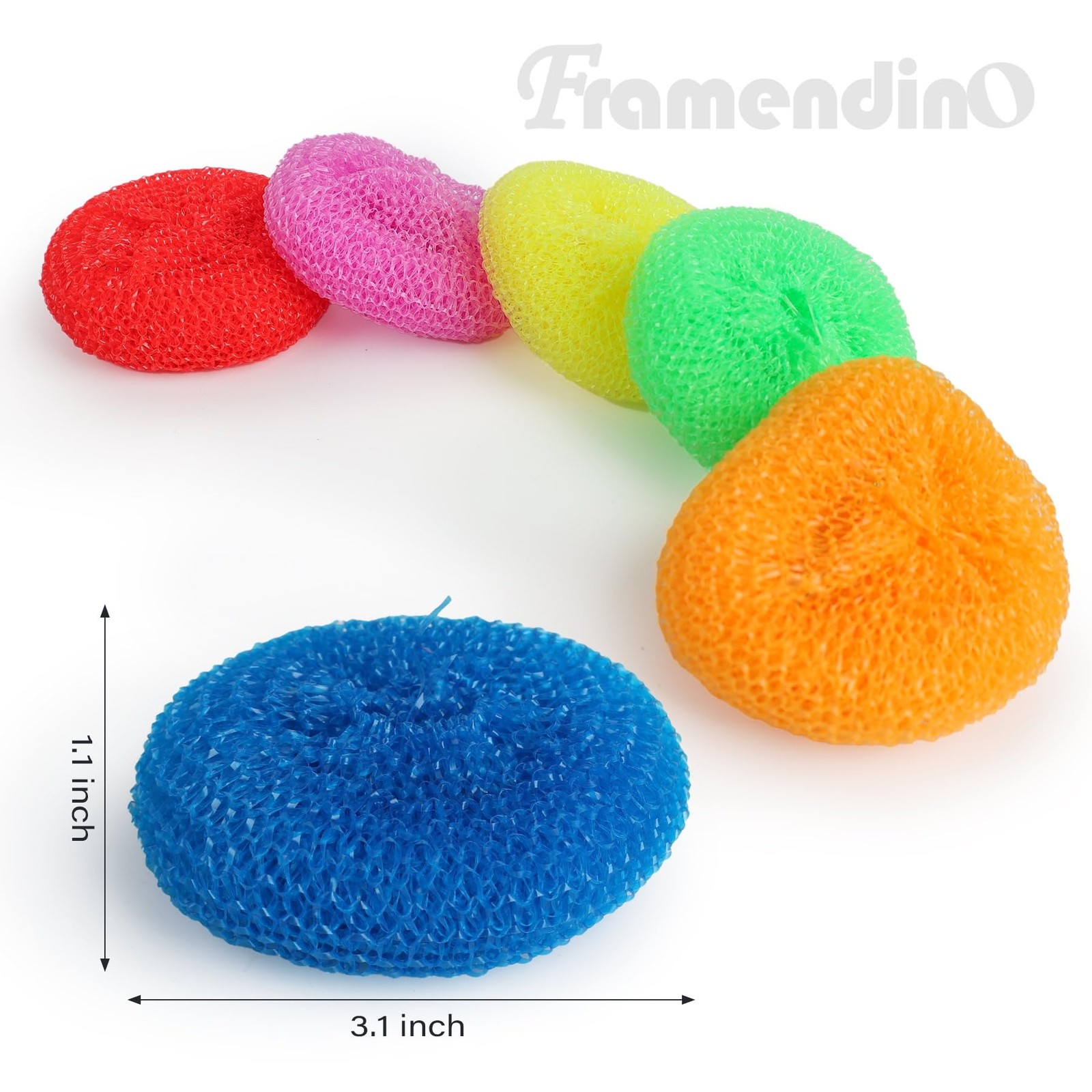 , 30 Pack Dish Scrub Brush Nylon Scouring Pads Assorted Colors Round Plastic …