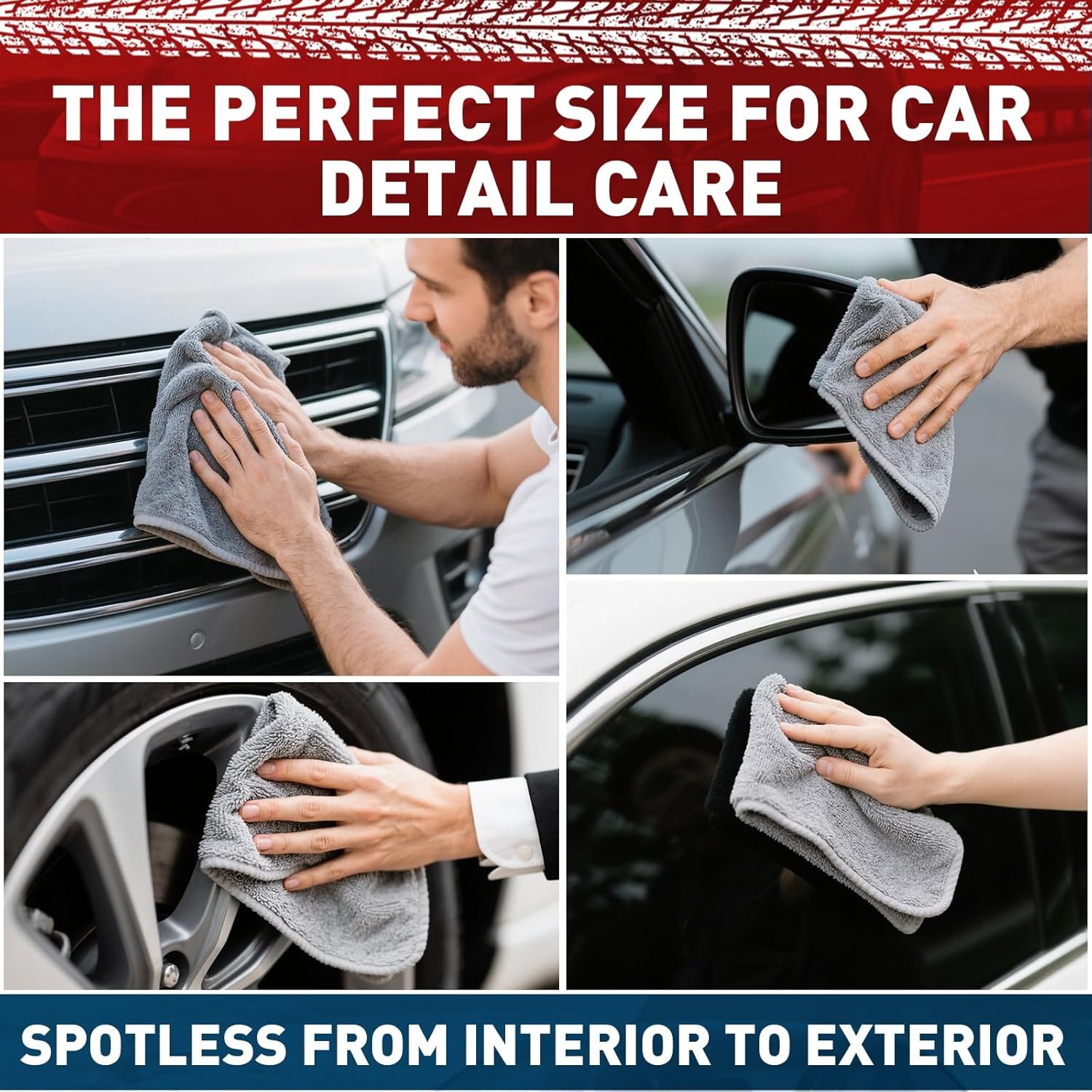 Microfiber Cleaning Cloths Bulk-, Gray Microfiber Towels for Cars,