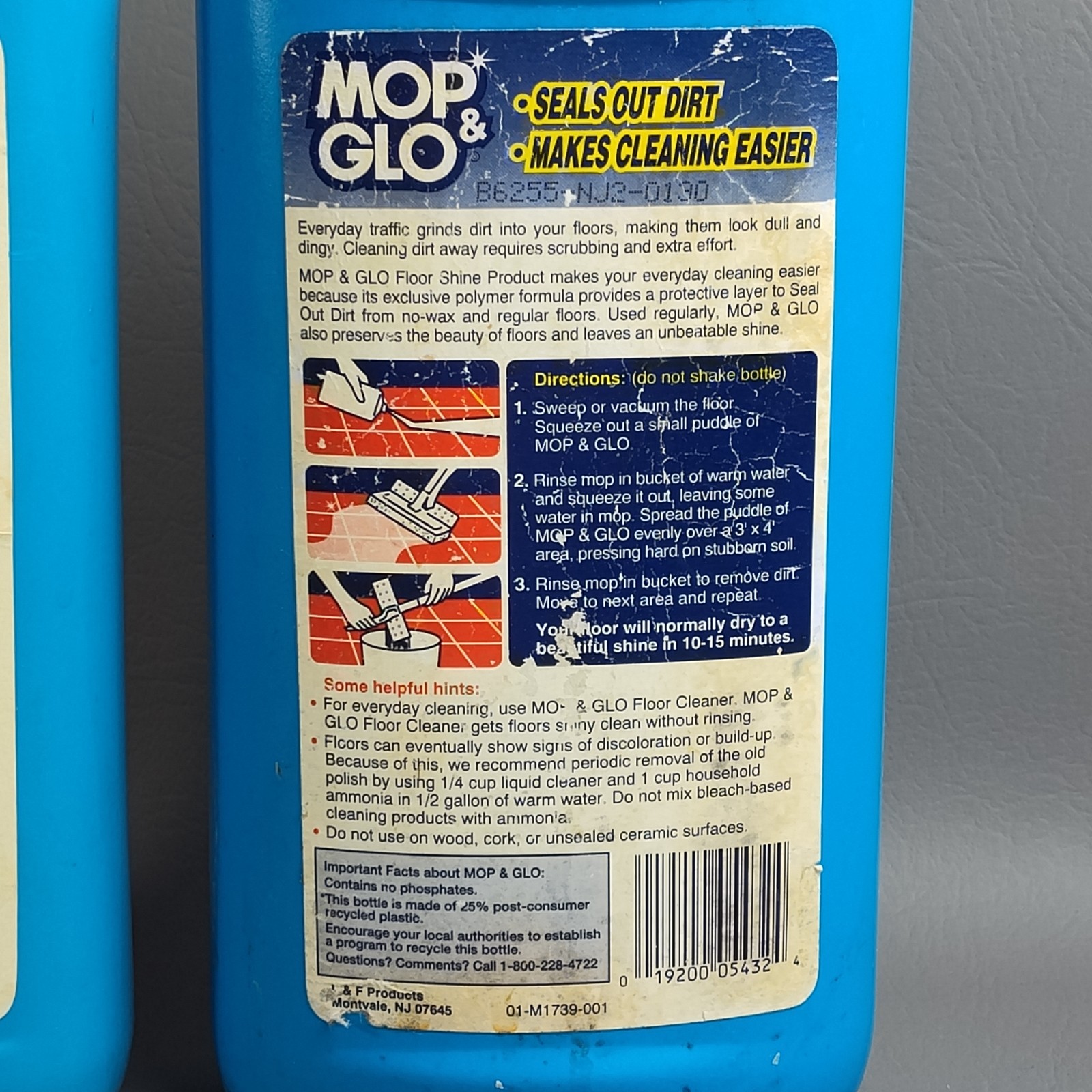 Vintage Mop & Glo Floor Shine Cleaner Movie Prop 32oz Both Mostly Full 1980s