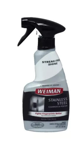 Weiman STAINLESS STEEL CLEANER & POLISH Clean Appliances Grill Ranges 12oz Spray