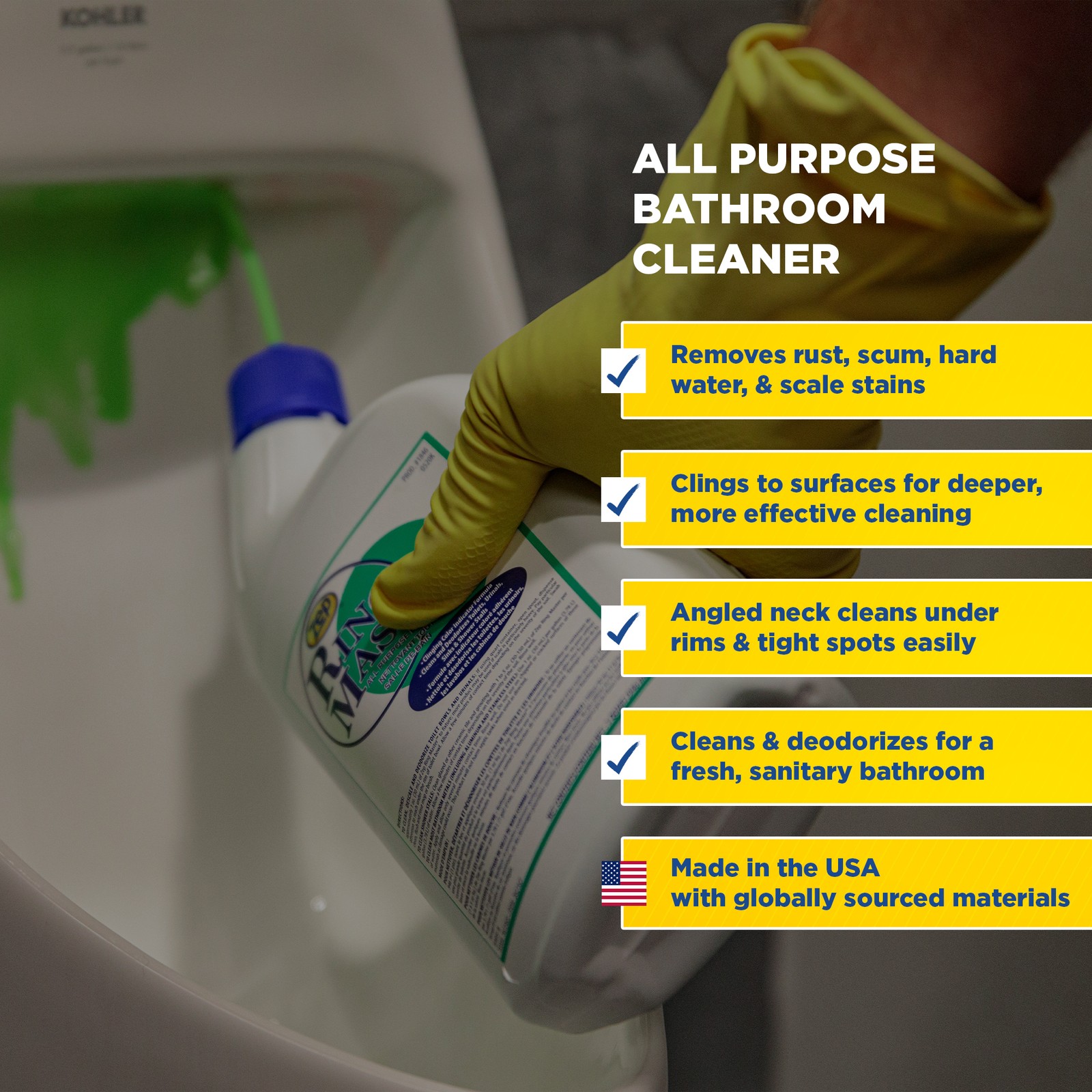 Zep Ring Master All-Purpose Bathroom Cleaner – 32 oz (Case of 12) 184611 – For