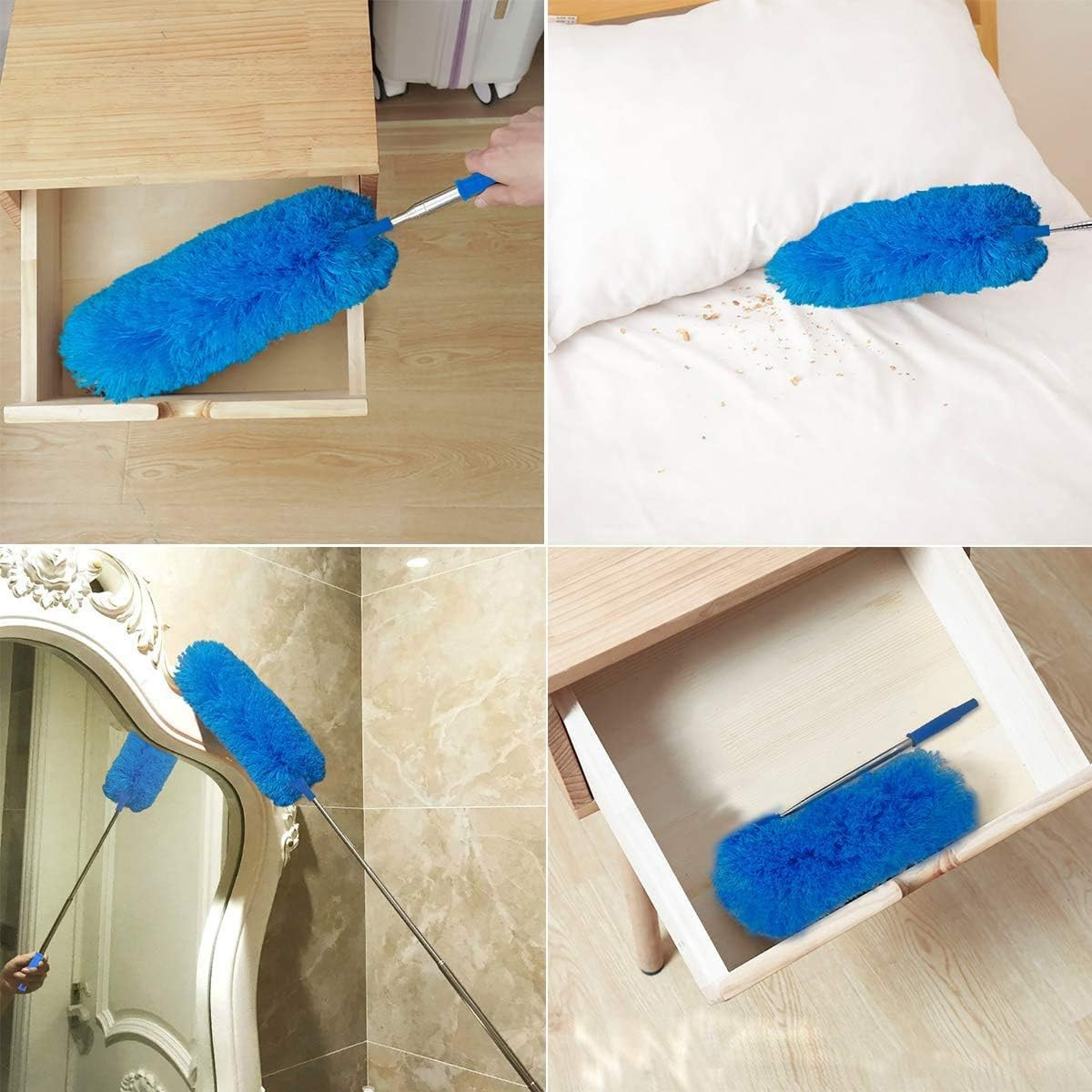 Feather Cleaning Duster with Handle Telescoping Extendable 100 Extra Long Pole