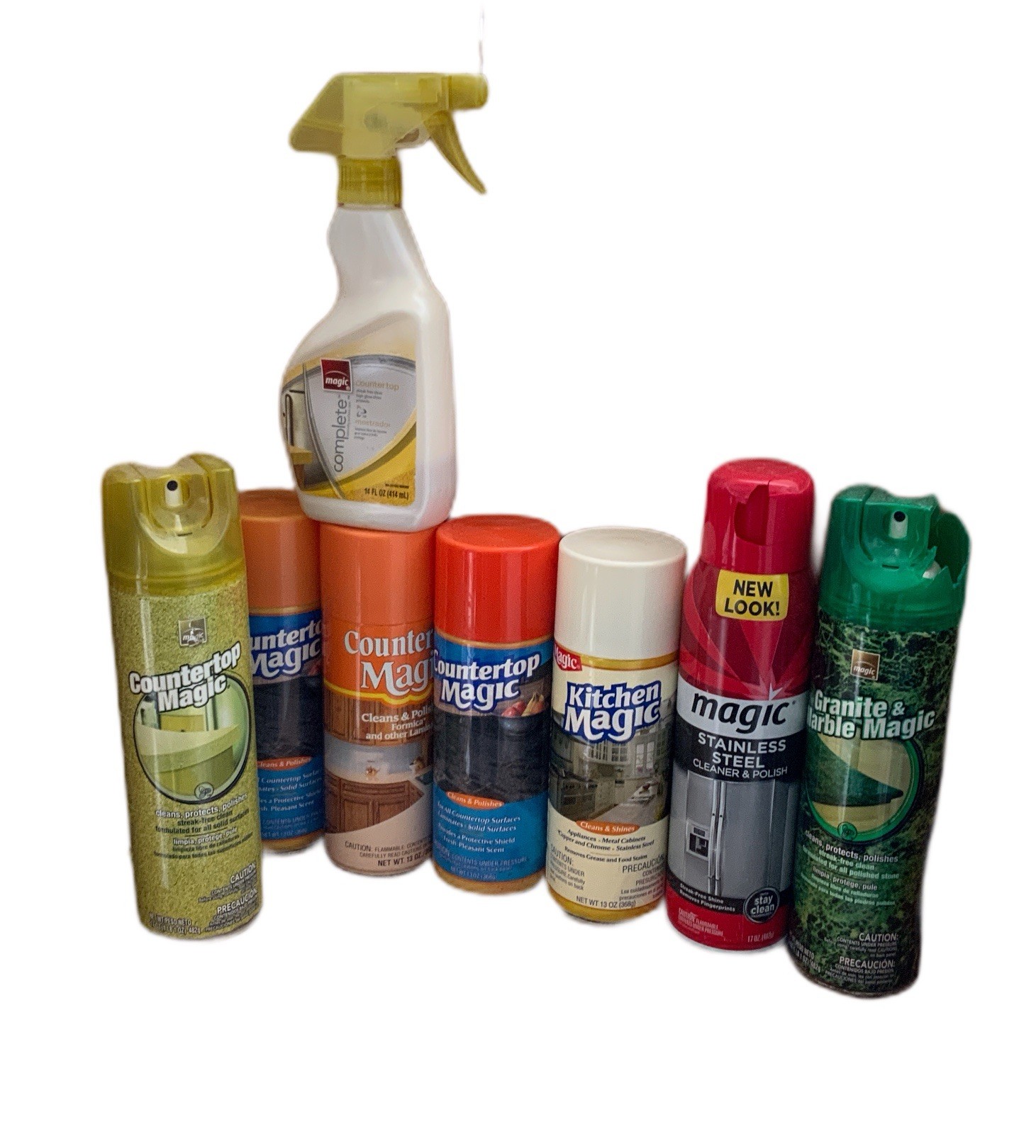 Vintage Magic Cleaner Lot Countertop Spray Aerosol Liquid Kitchen Granite Steel