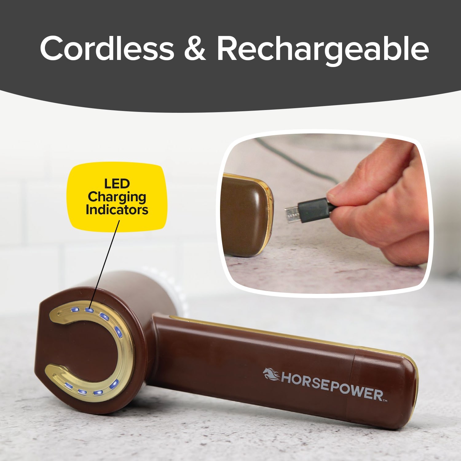 Horsepower Gold Edition Handheld Cordless Rechargeable Spinning Power Scrubber