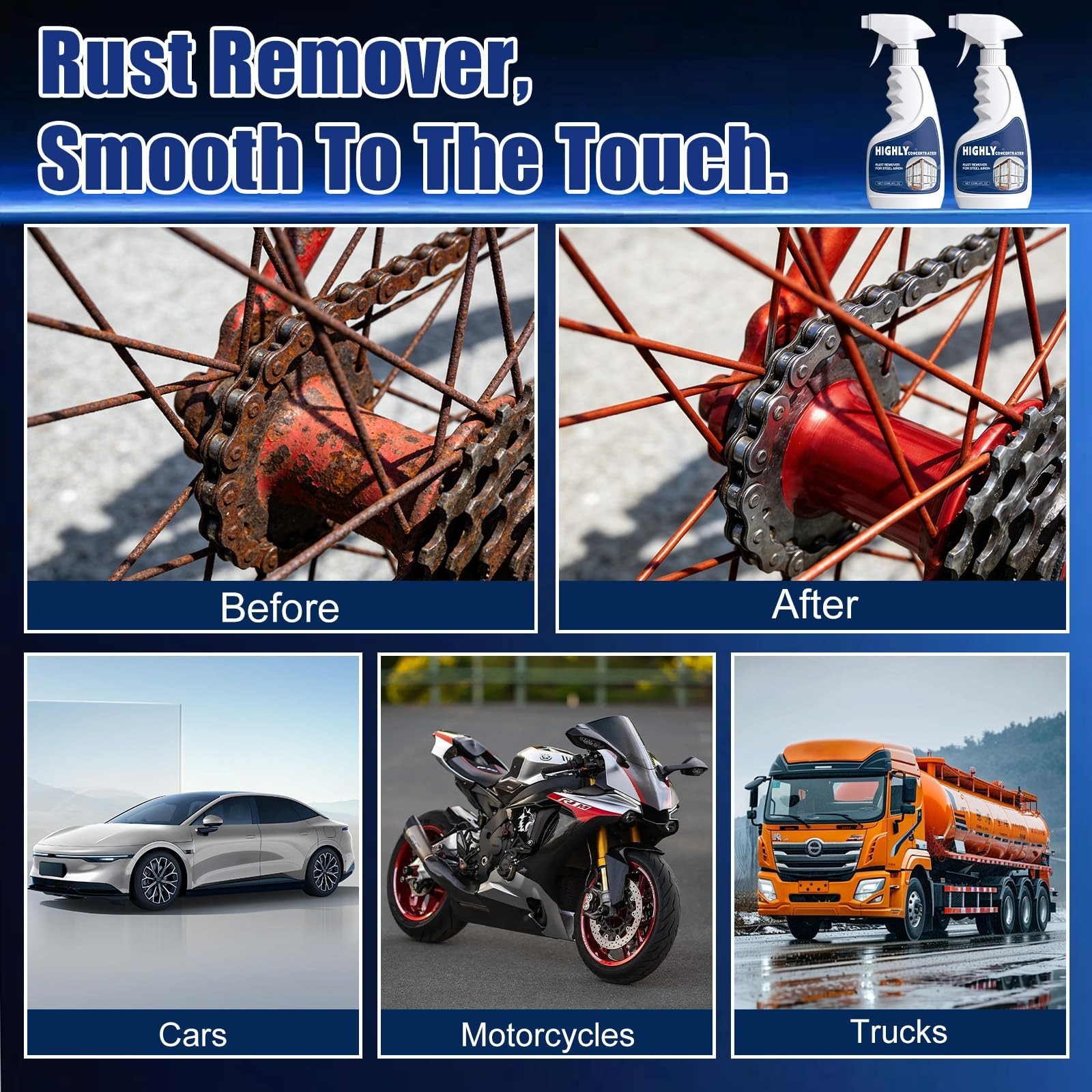 Powerful Rust Remover Spray for Metal & Stainless Steel Cleaner – 2PCS, Fast Act