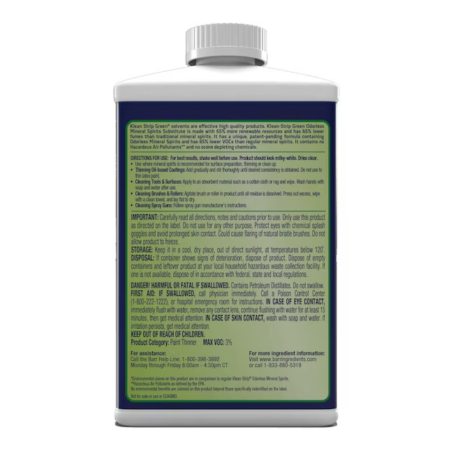 Klean Strip 32 -fl oz Slow to dissolve Odorless mineral spirits