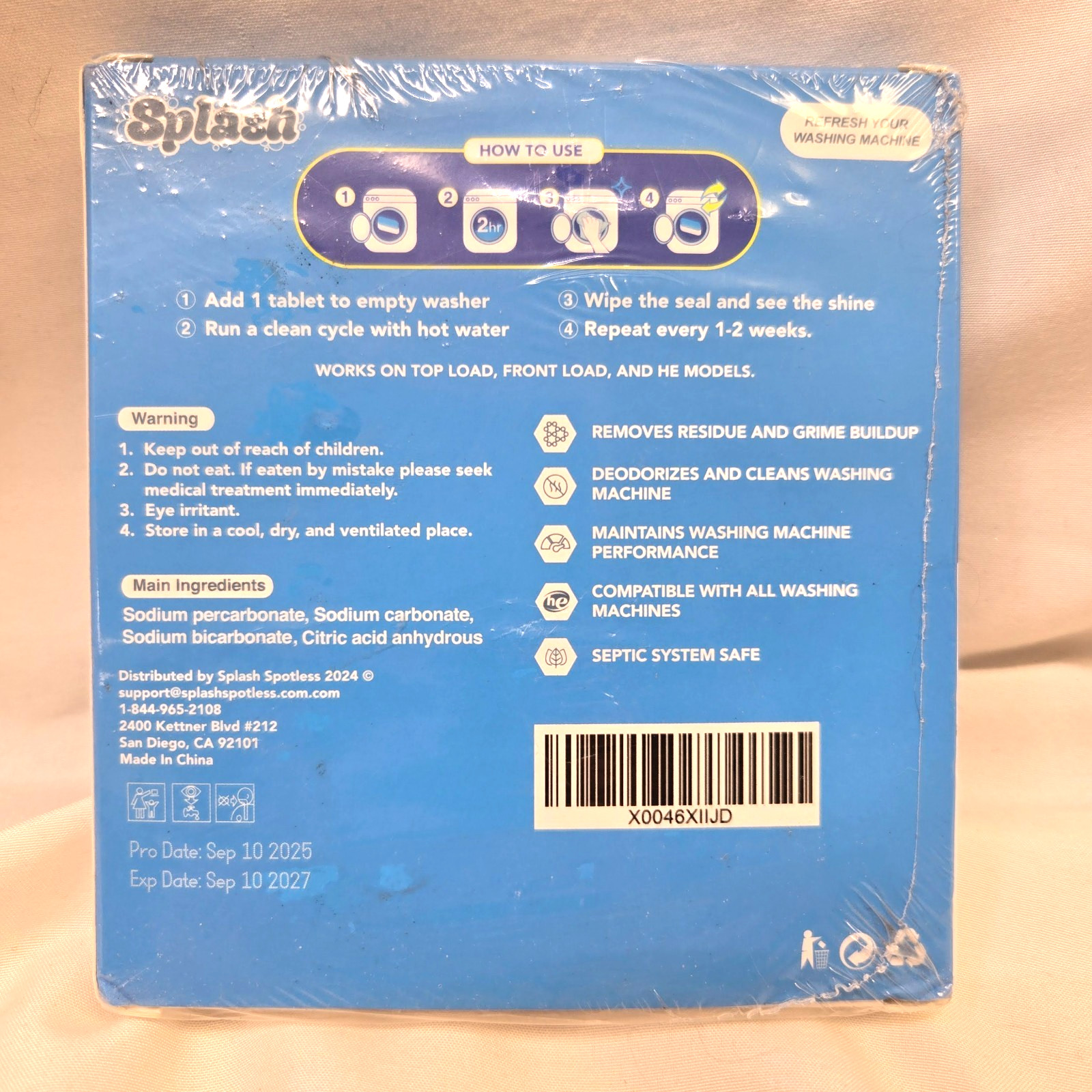 Splash Washing Machine Cleaner Deep Cleaning All Washers 6 Tabs New/Sealed