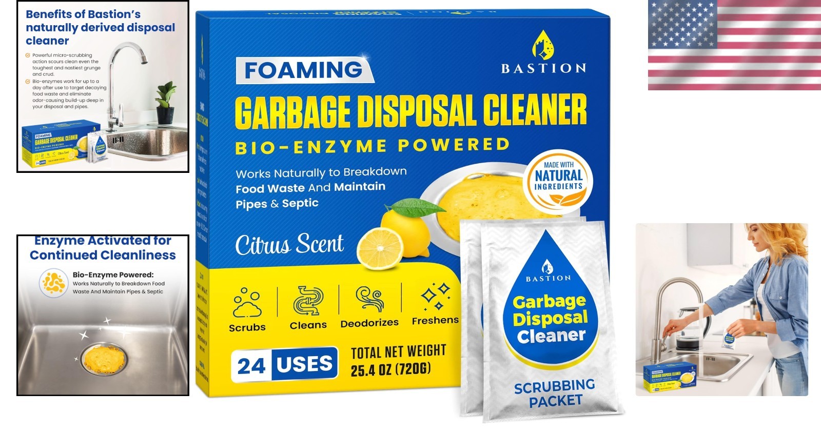 Enzyme-Activated Garbage Disposal Cleaner – 24 Easy-To-Use Pods for Odor Control