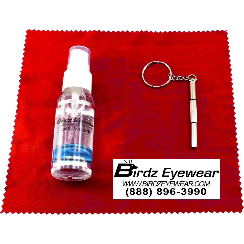 BIRDZ Eyeglass Sunglass Lens Cleaner Cleaning & Repair Kit Spray Cloth Tool &