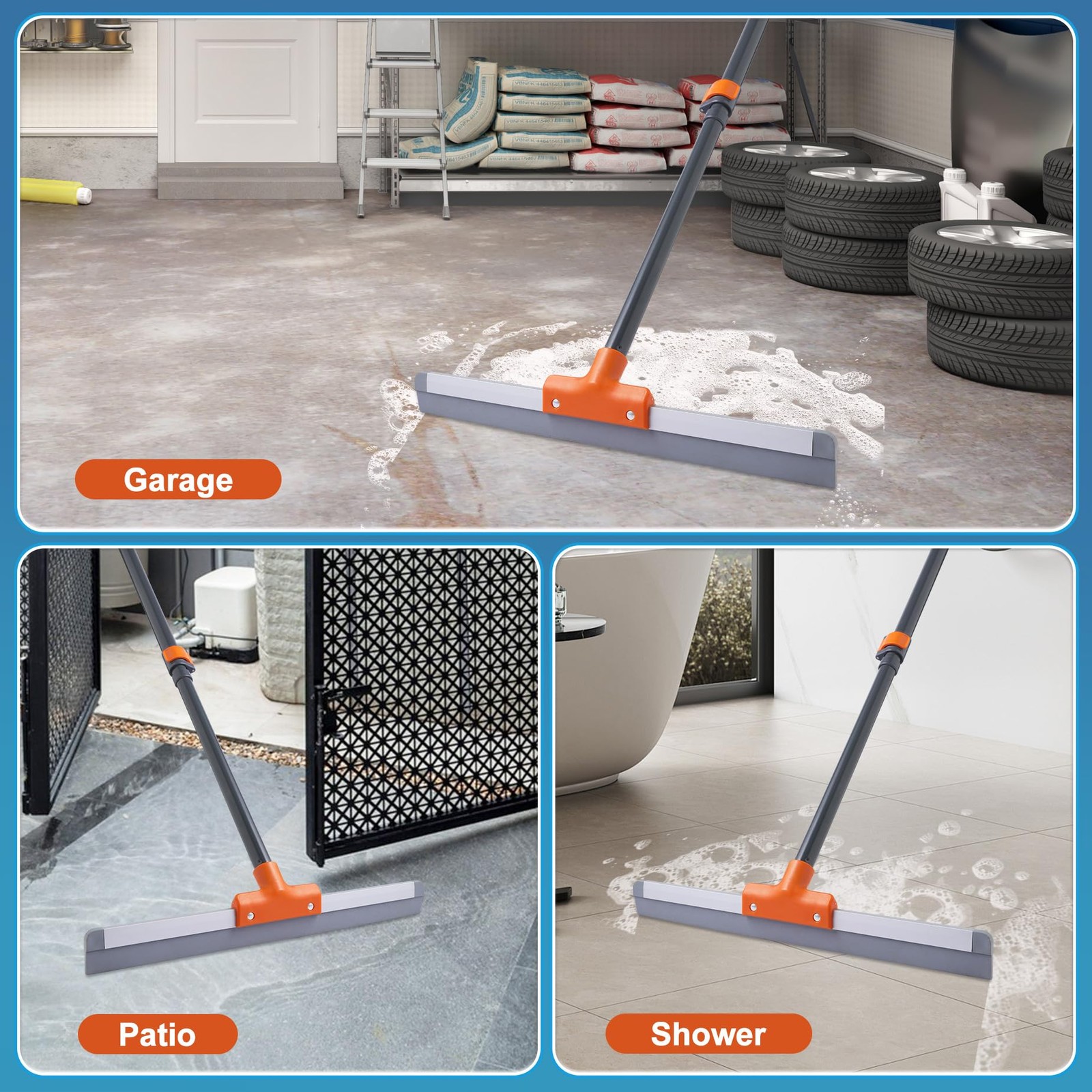 Rubber Floor Squeegee for Concrete Floor, Tile Floor, Metal Aluminium Heavy D…