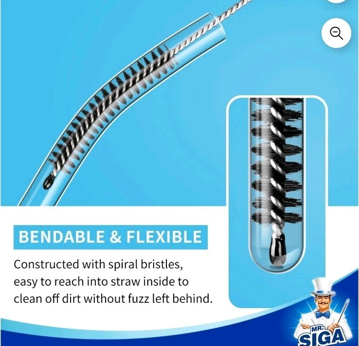 MR.Siga Straw Cleaner Brush, 10 inch Stainless Steel Straw Brush,Pipe Cleaner…