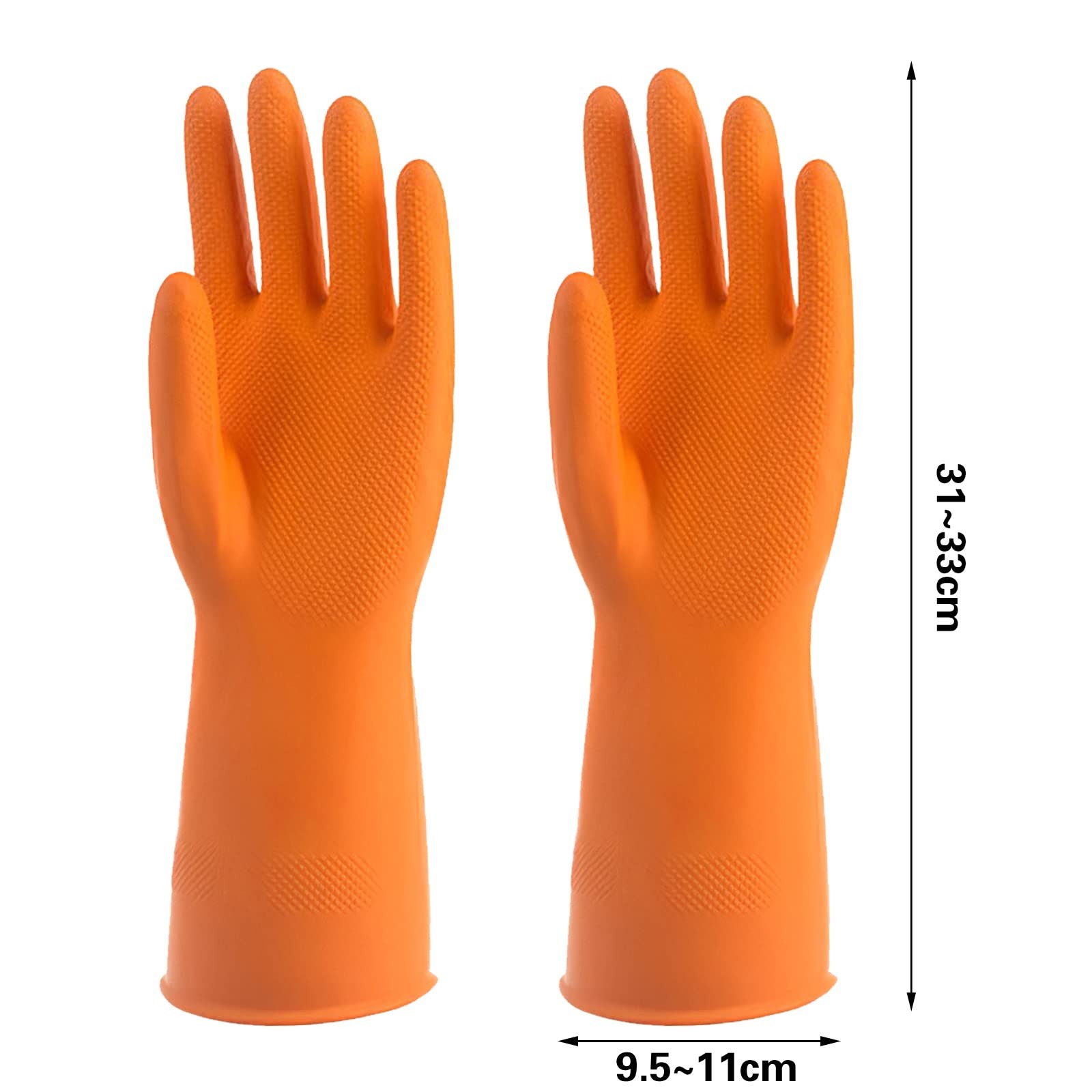 Sibba 1 Pairs Rubber Gloves Dishwashing Medium, Orange Regular Pattern