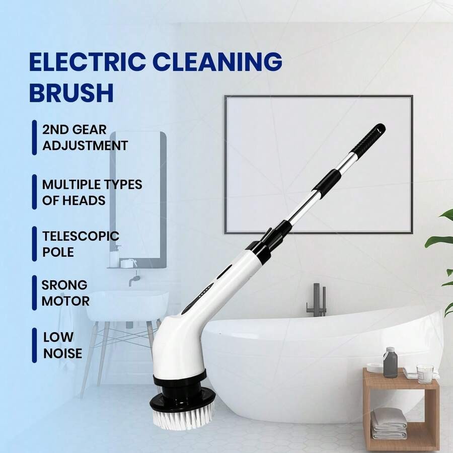 9-In-1 Cordless Electric Rotating Cleaning Brush With Replaceable Heads And Tele