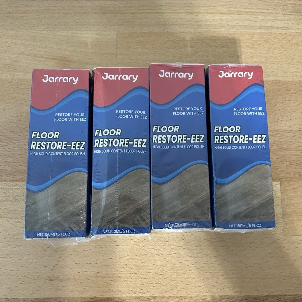 Jarrary High Solid Content Floor Polish Liquid Unscented 150ml 4-Pack Wood