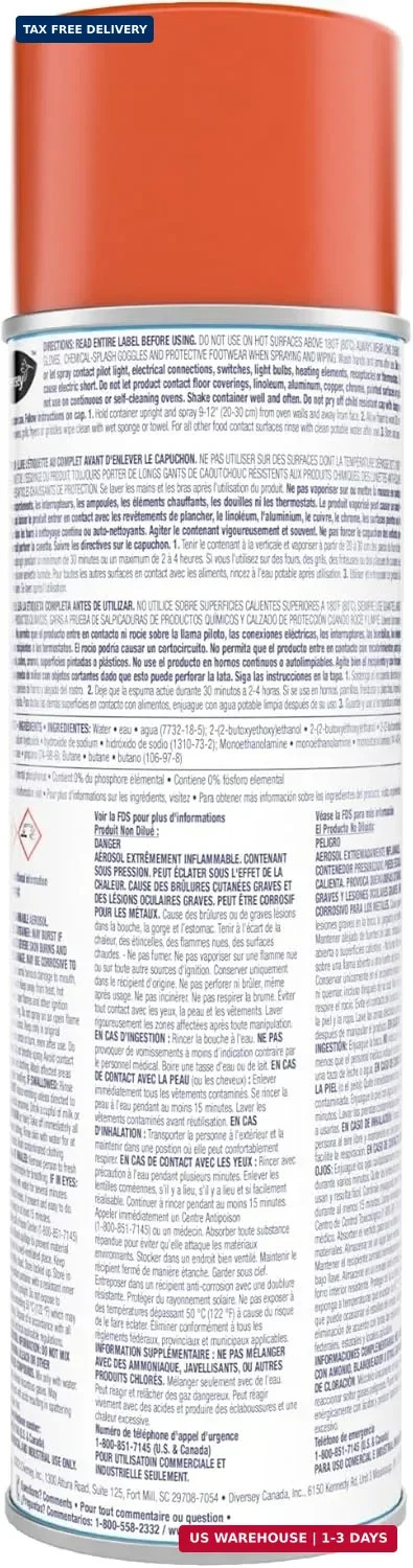 Diversey Break-Up Oven & Grill Cleaner, Aerosol Spray, 19 oz, 6 Pack | Heavy Dut
