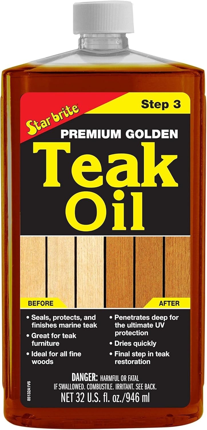 Golden Teak Oil – Sealer, Preserver, & Finish for Outdoor Teak & Other Fine W…