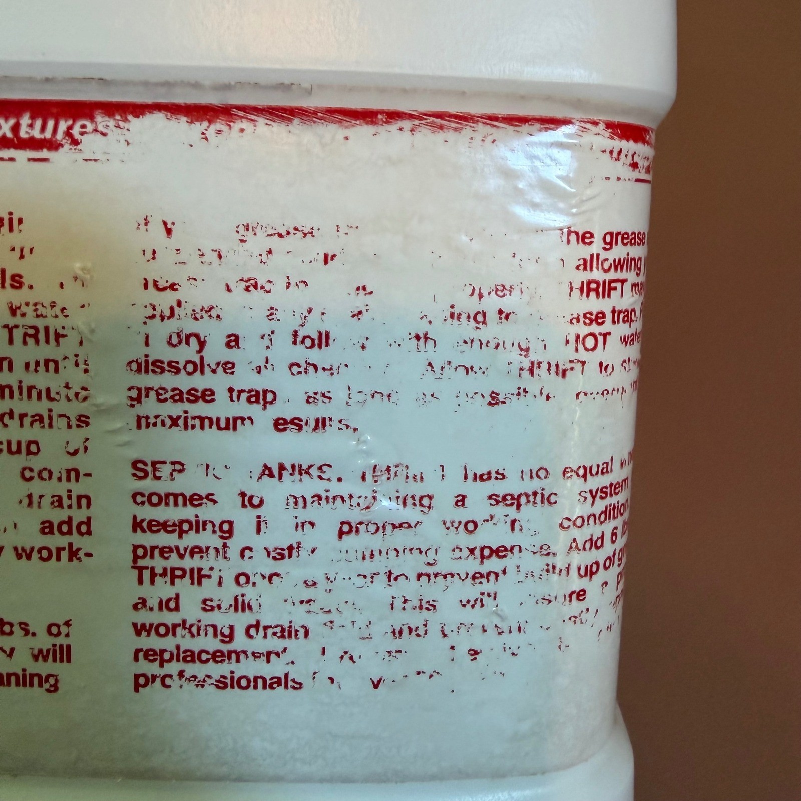 Thrift Odorless Drain Cleaner 6lb Granular Non-Acid Septic Systems 1/2 Full