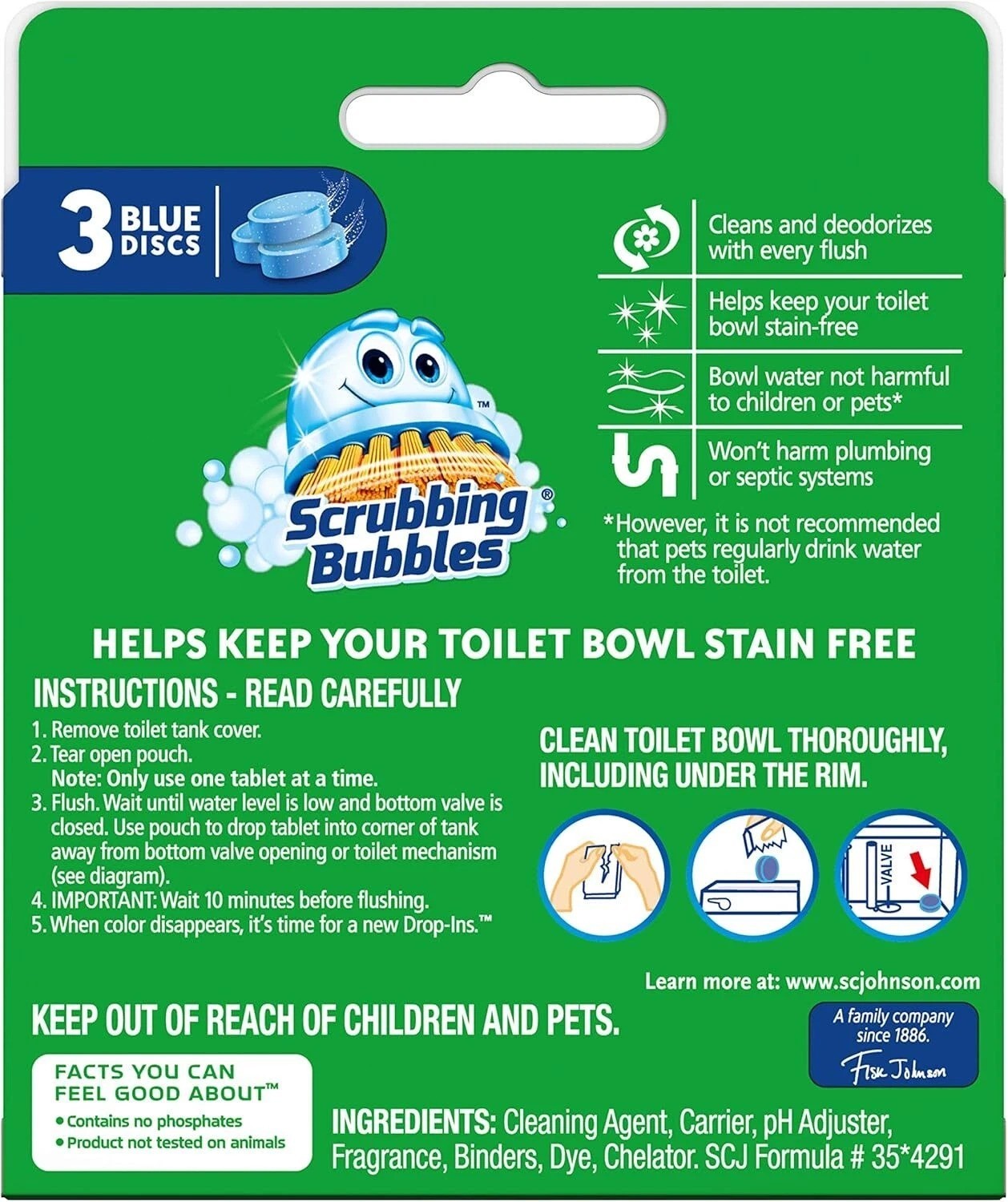 Scrubbing Bubbles Toilet Cleaner Drop Ins Tablets, 2 Scent,3 Count Pack of 1.