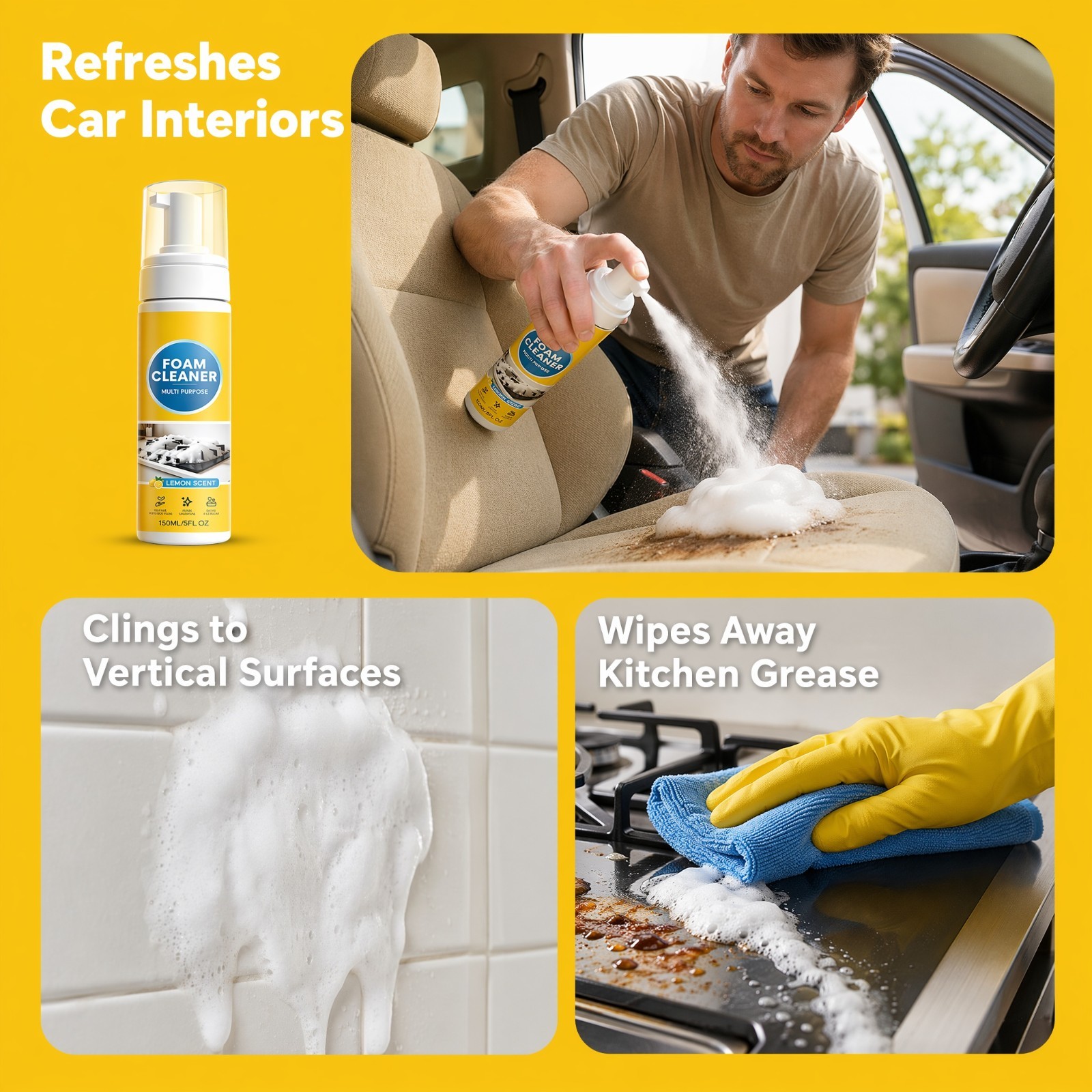 4 in 1 Multi Enzyme Foam Cleaner No Rinse Multifunctional All Purpose Household