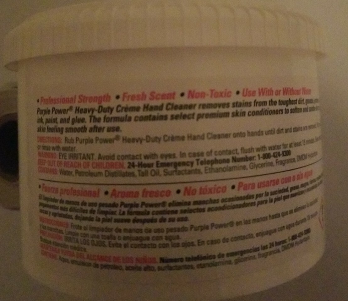 PURPLE POWER Heavy Duty Creme Hand Cleaner 14 oz Tub Power Out Grease and Oil