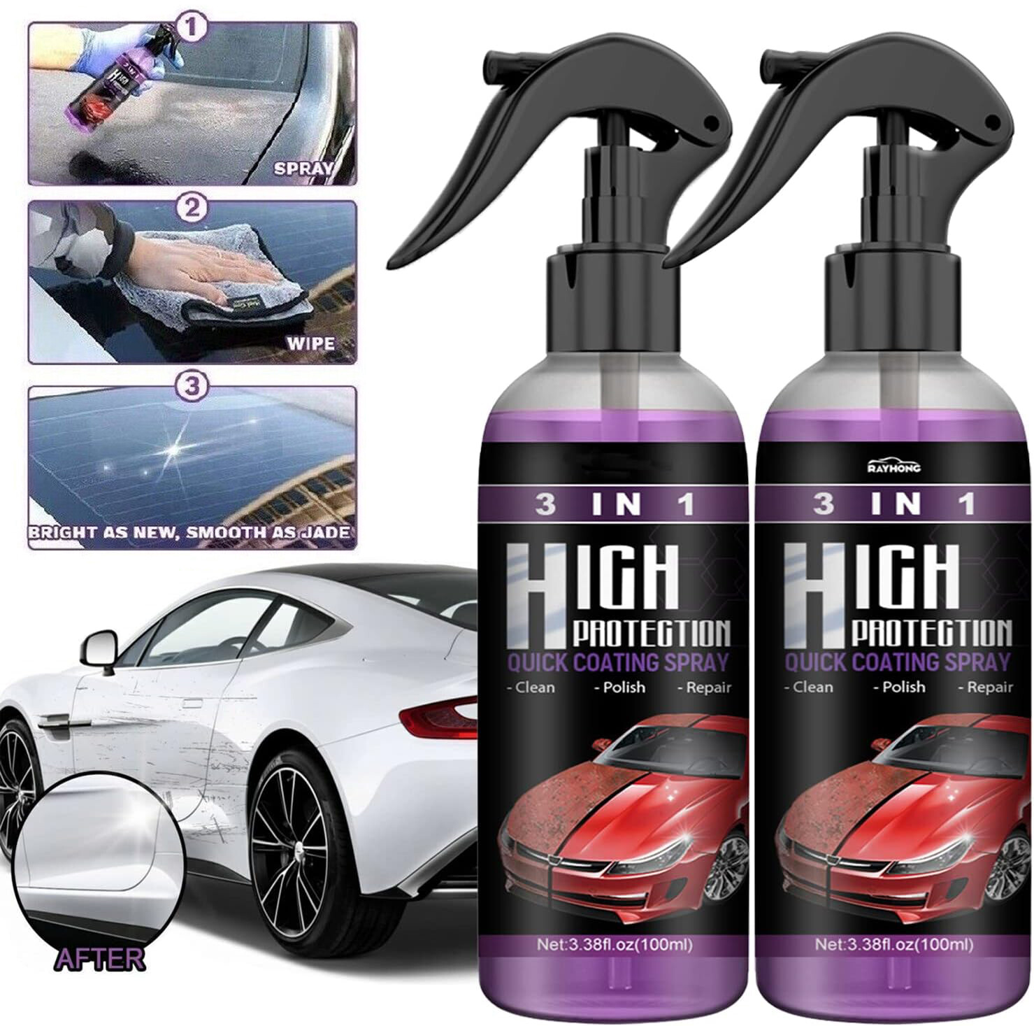 100ML 3 in 1 High Protection Quick Car Coat Ceramic Coating Spray Hydrophobic