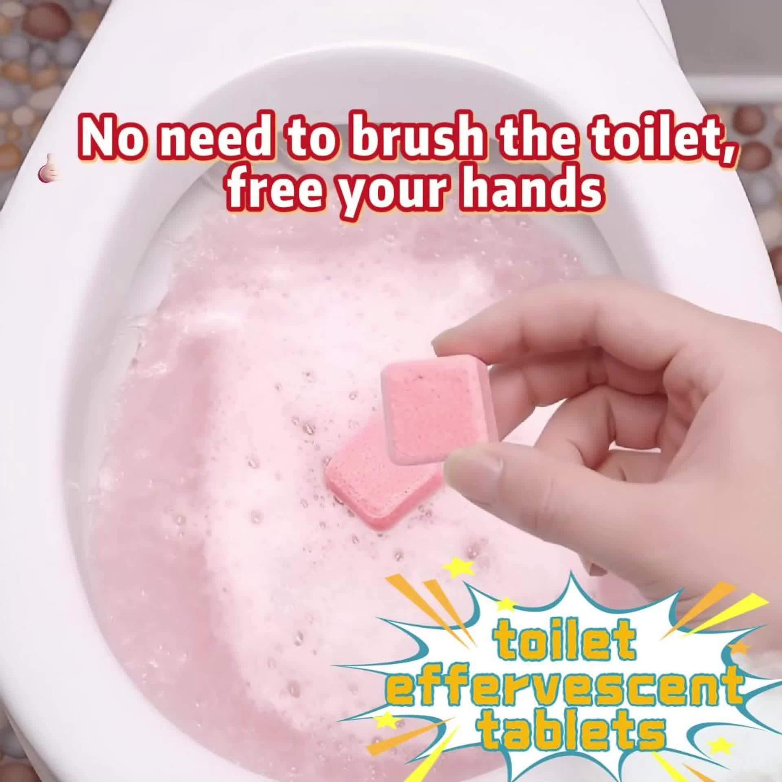 Hands-Free Compact Cost-Effective Bowl-Safe Toilet Cleaning Effervescent Tablets