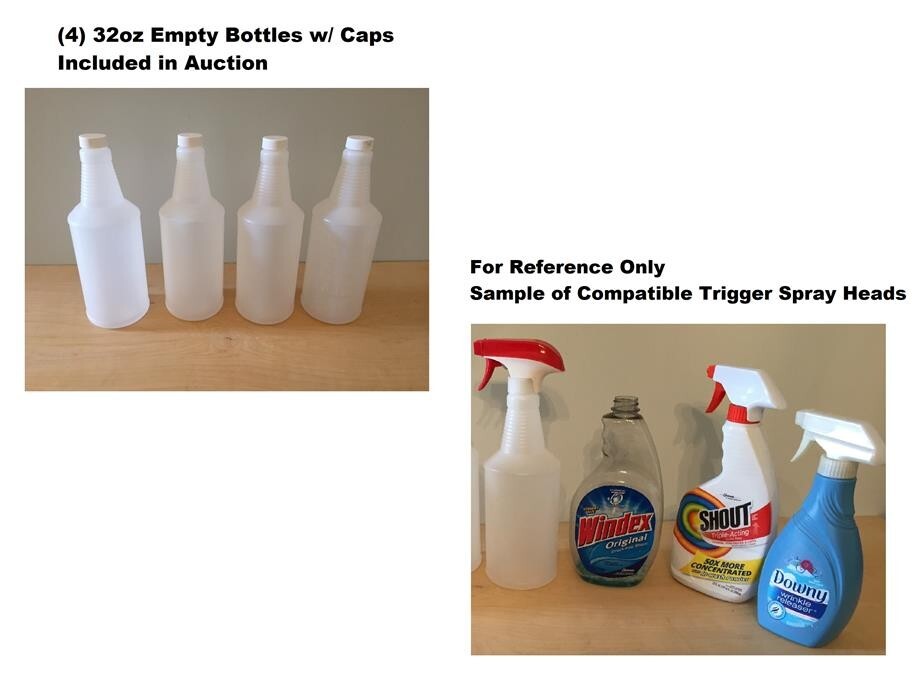 4 Pack 32oz Plastic Bottle w/ Cap Mist Nozzle Trigger Spray Empty Cleaning Water