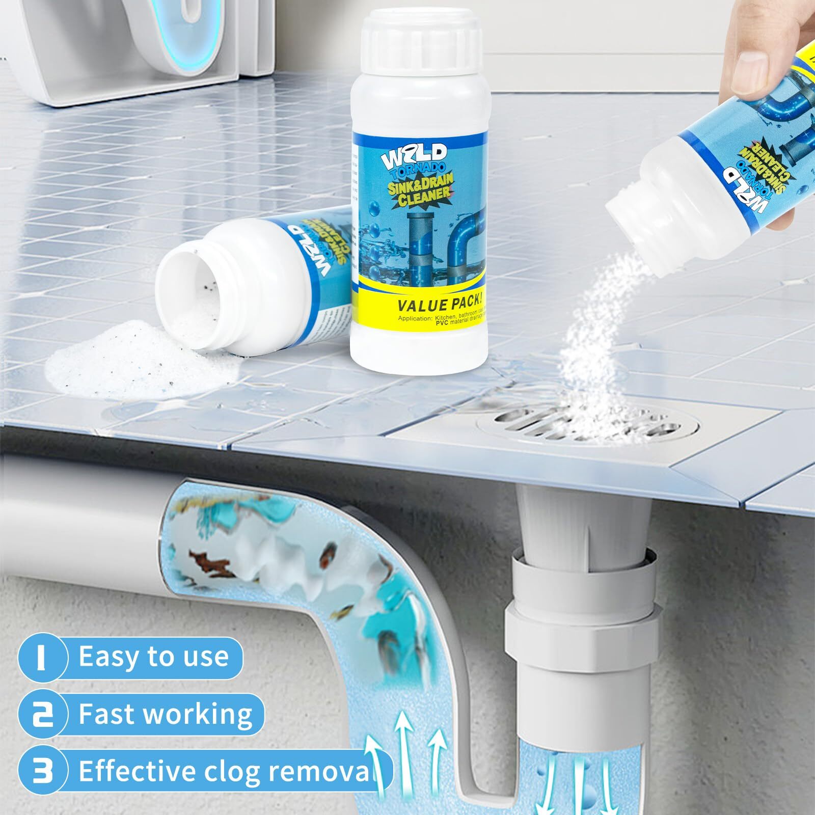 Sink and Drain Cleaner 5-Pack Quick Unclog Tool for Kitchen Toilet Sink Drains
