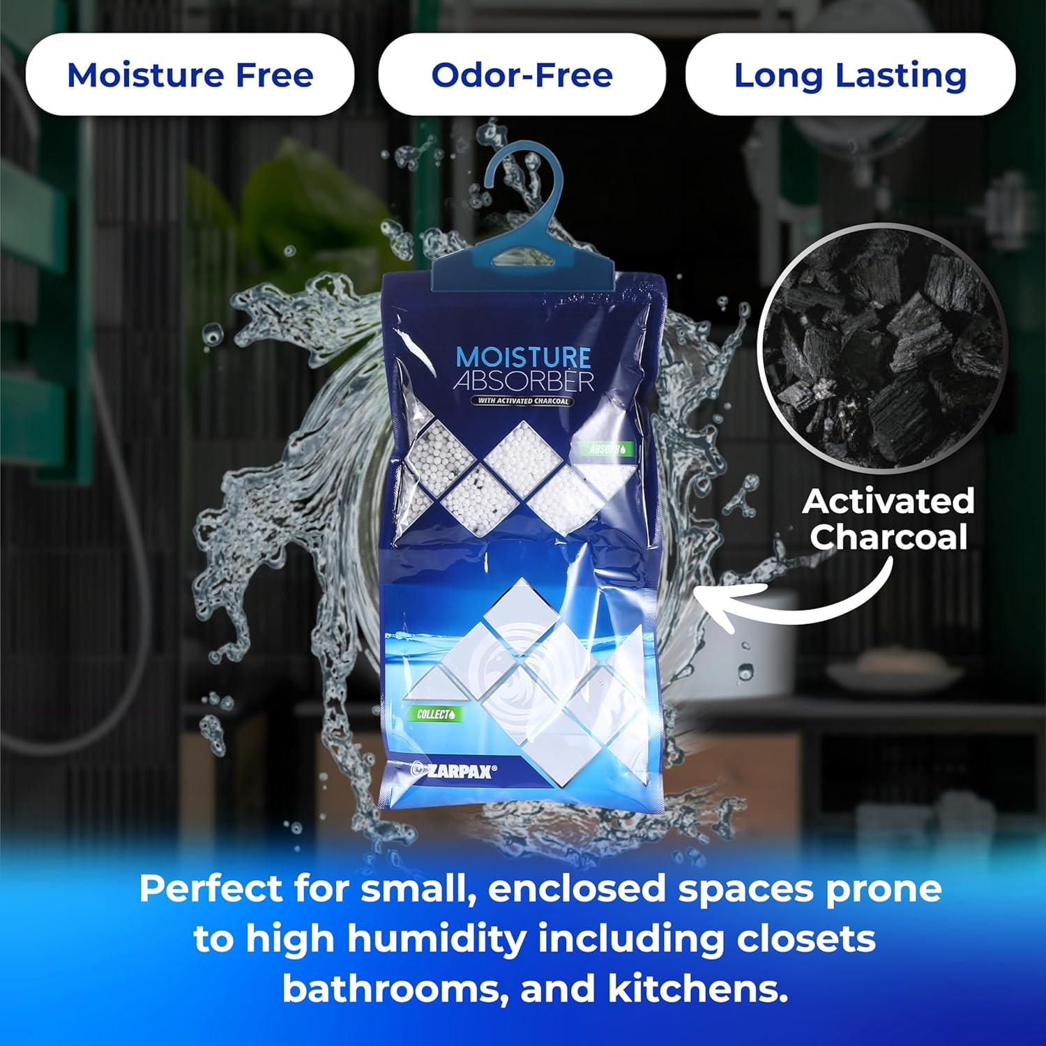 Hanging Moisture Absorber Activated Charcoal 10.6 Oz/300G | Moisture Absorbing B
