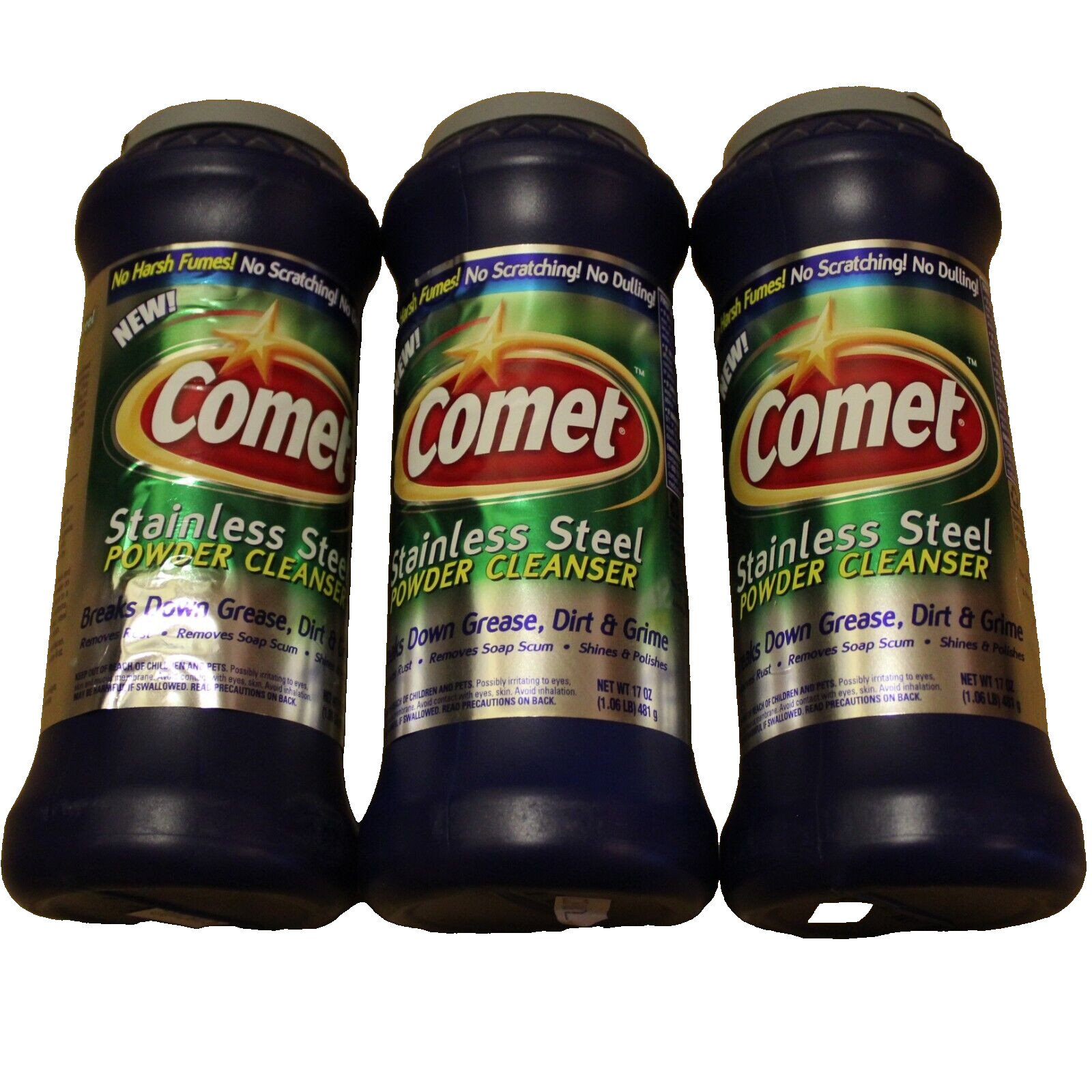 3 New Comet Stainless Steel Powder Cleanser Shines & Polishes