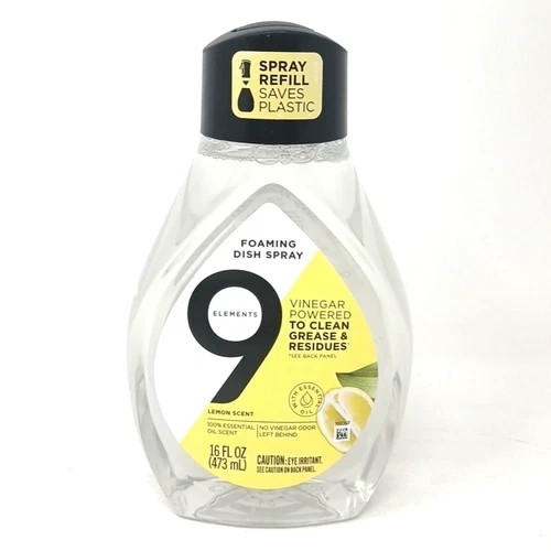 9 Elements Foaming Dish Spray Lemon Scent Refill 16 fl oz