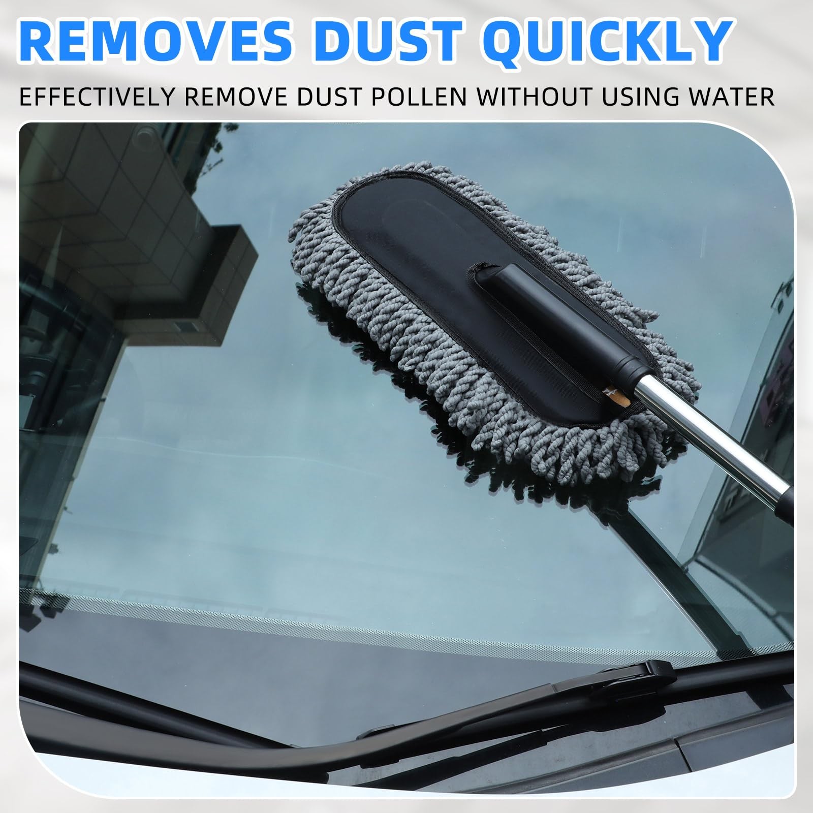 2 Pack Microfiber Car Duster Exterior Scratch Free Extendable Handle Soft Kit