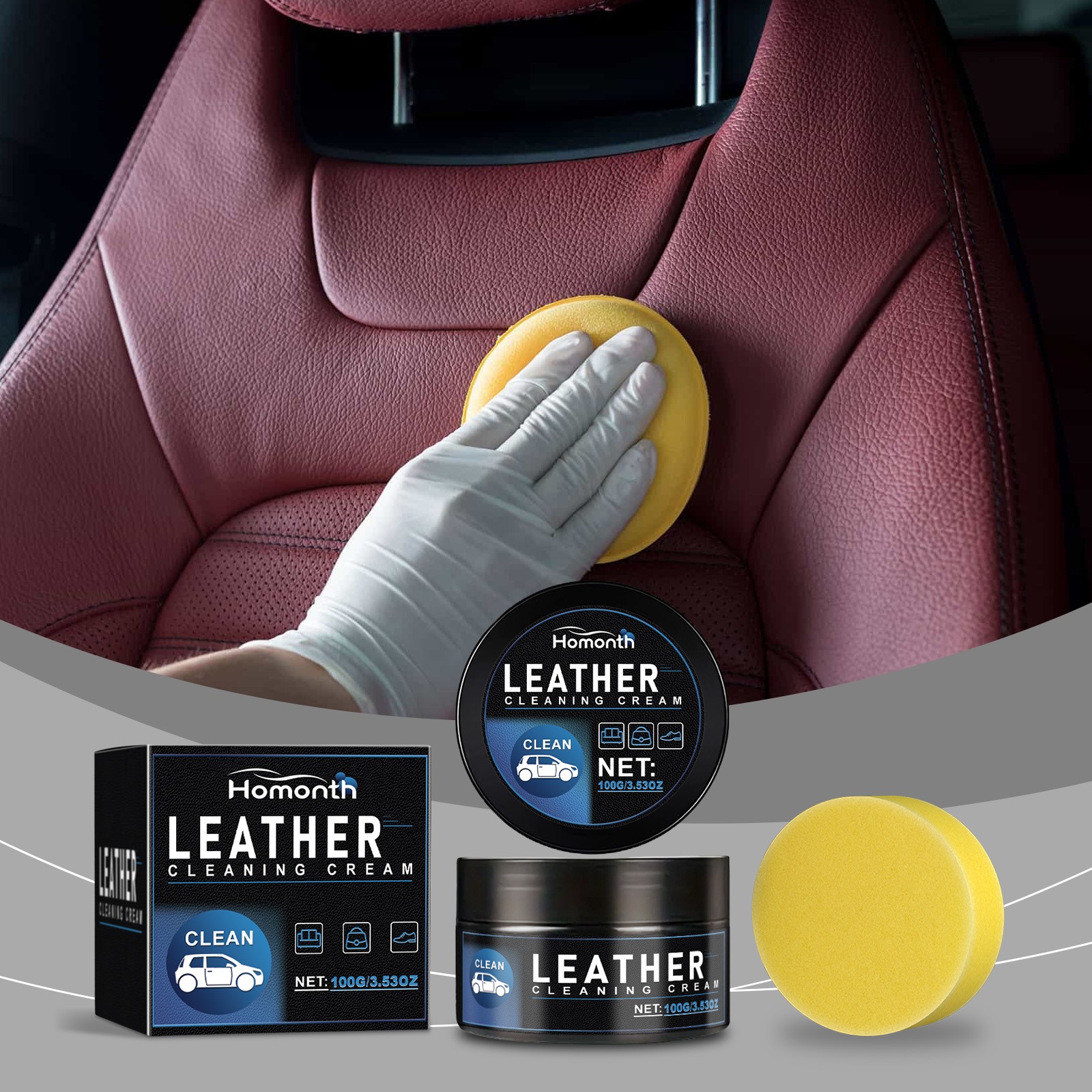 Leather Cleaner & Conditioner Cream – Car Leather Restorer & Protectant