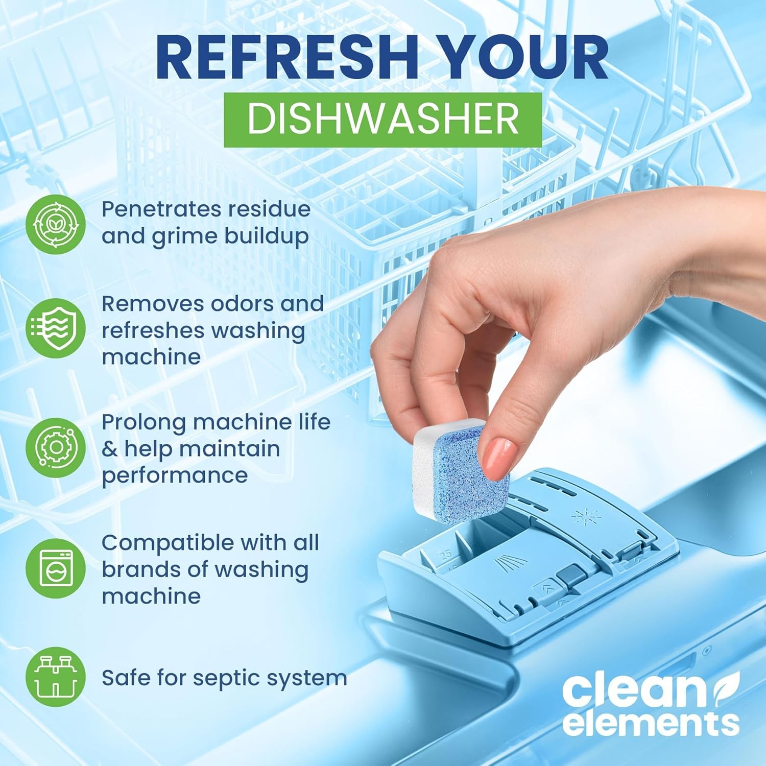 Dishwasher Cleaner Tablets 24 Pack Deodorizer Deep Cleaning Tablets Bulk Supply