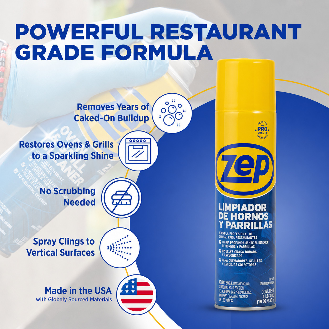 Zep Heavy-Duty Oven and Grill Cleaner WITH SPANISH LABELS 19 oz. Case/6 ESPANOL